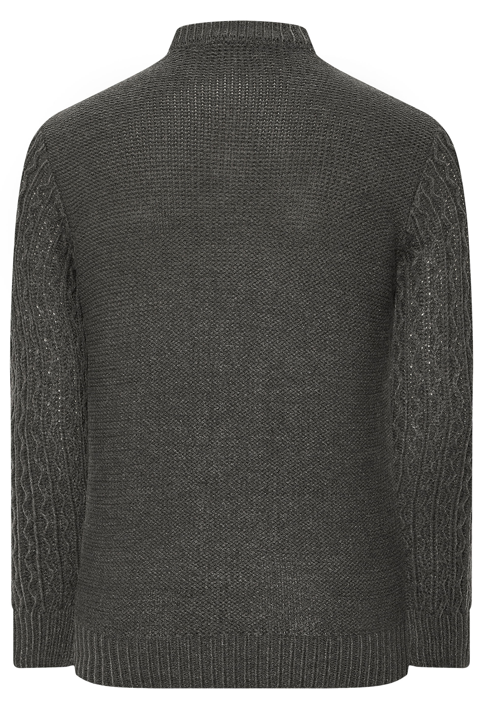BadRhino Big & Tall Charcoal Grey Crew Neck Cable Knit Jumper | BadRhino 6