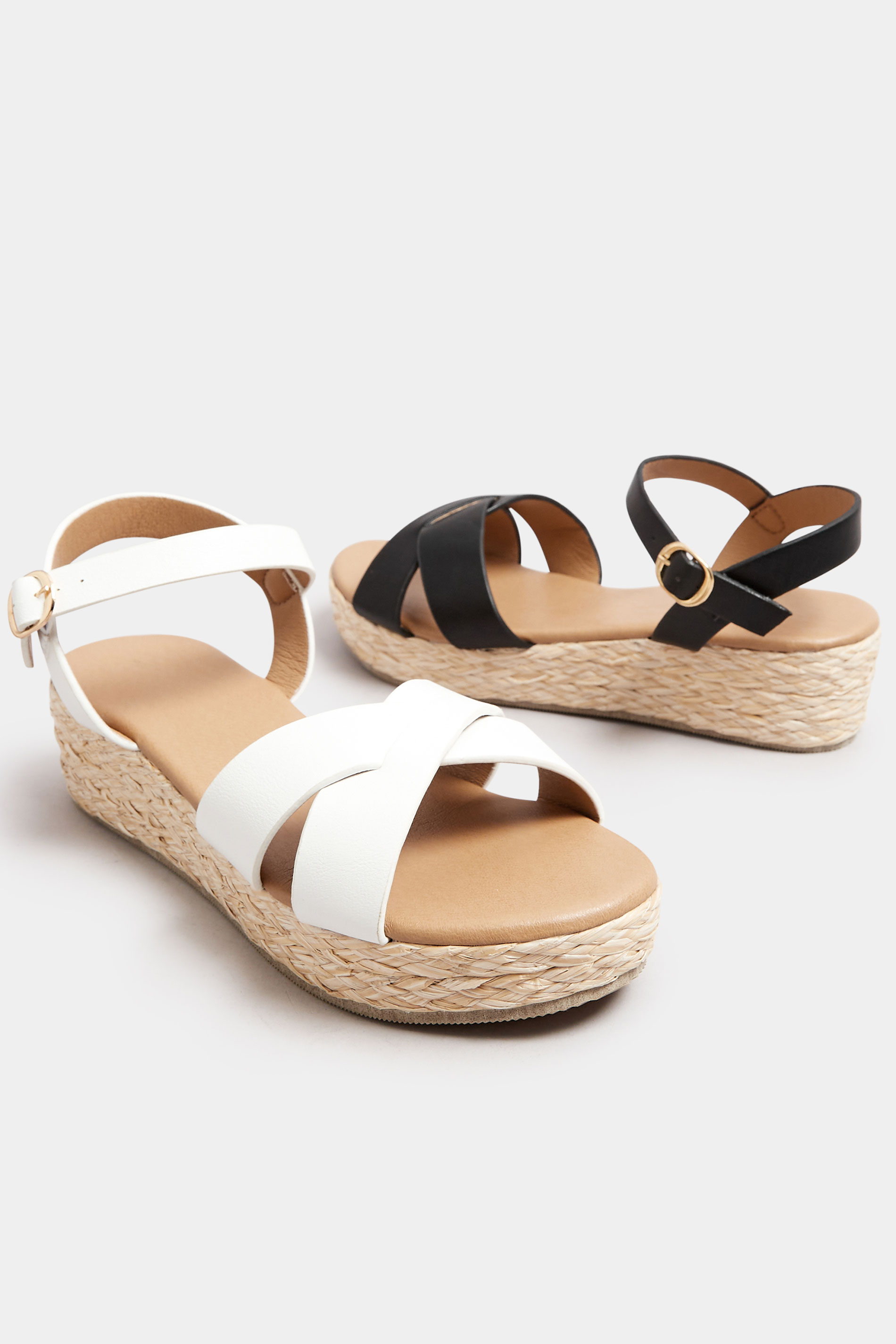 White Platform Espadrille Wedge Sandals In Wide E Fit & Extra Wide EEE Fit | Yours Clothing 6