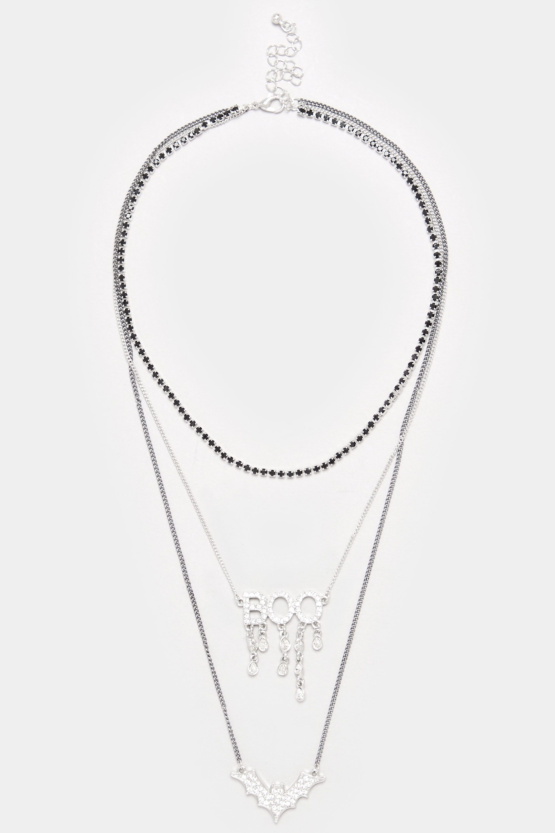Silver Tone Triple Layer Halloween Necklace | Yours Clothing  2