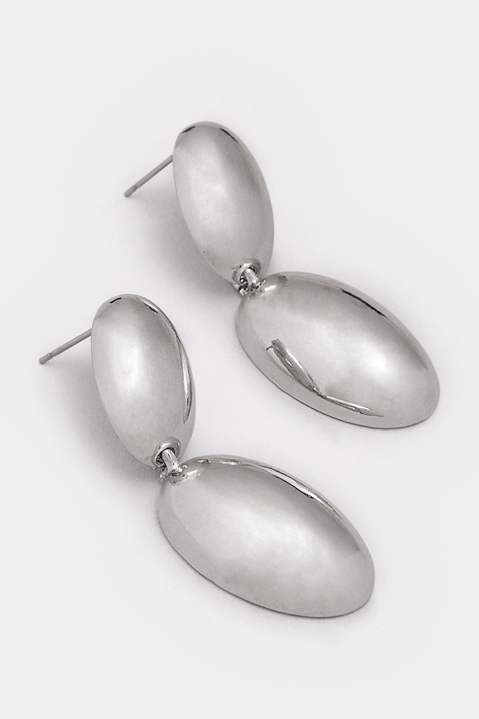 Silver Tone Polished Drop Earrings | Yours Clothing 3