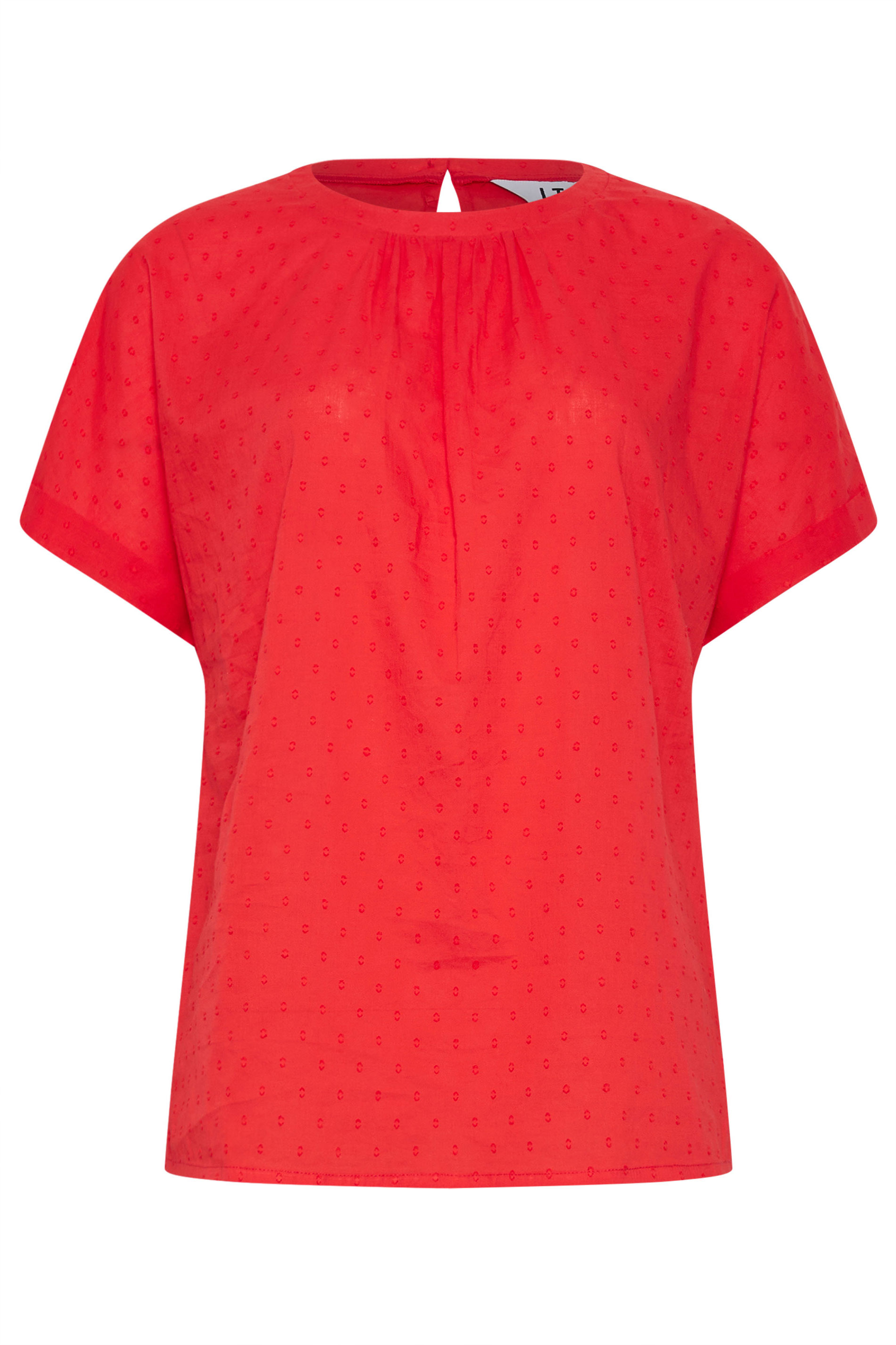 LTS Tall Women's Red Short Sleeve Dobby Top | Long Tall Sally 5