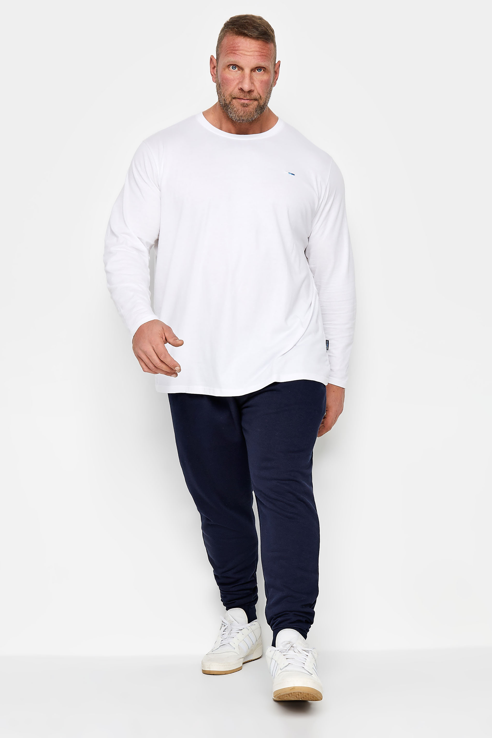 D555 Big & Tall Navy Blue Cuffed Joggers | BadRhino  2