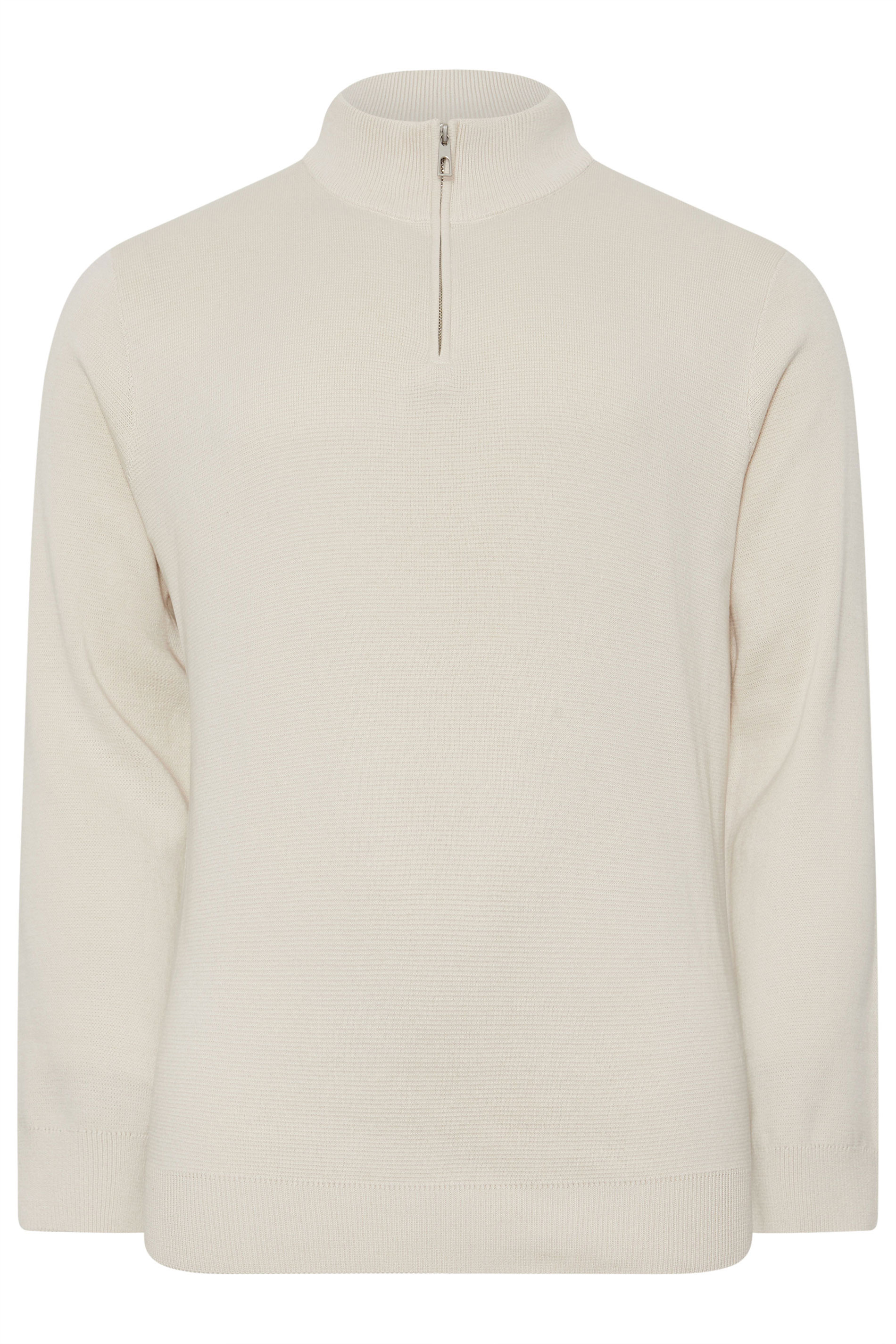 BadRhino Big & Tall Cream Milano Quarter Zip Jumper | BadRhino 5