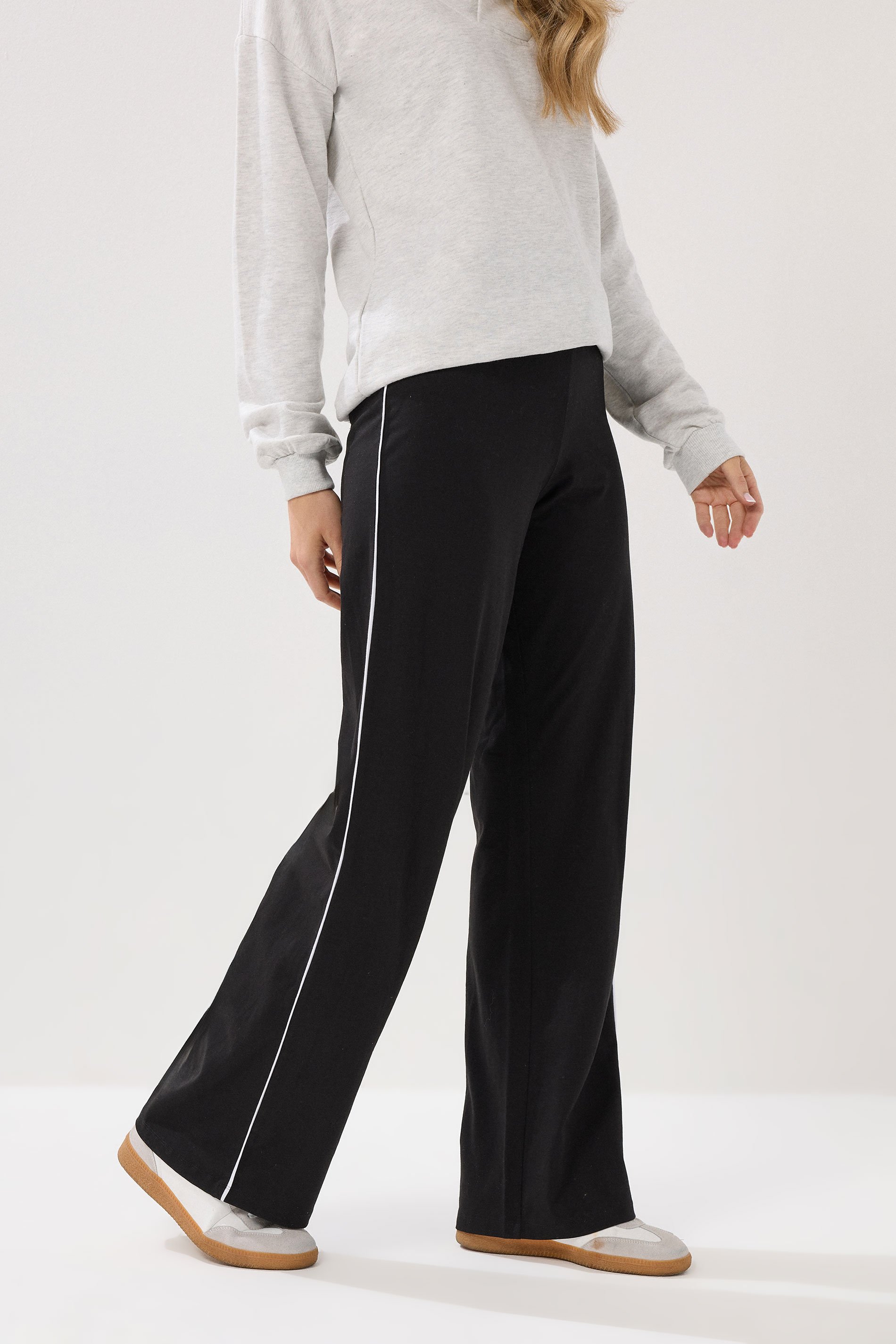 LTS Tall Black Striped Wide Leg Leggings | Long Tall Sally 2