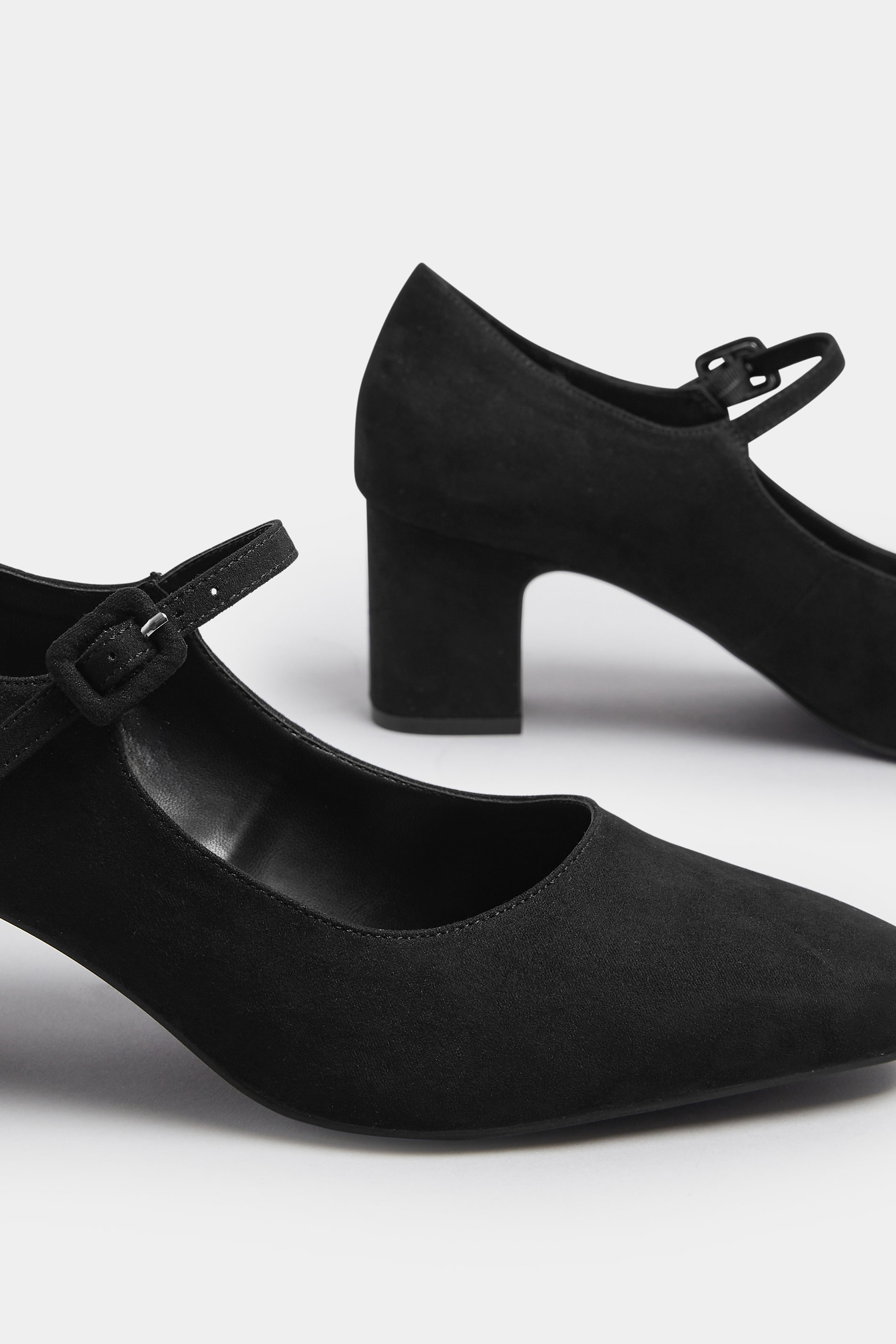 LTS Black Faux Suede Mary Jane Block Heel In Standard Fit | Long Tall Sally 5