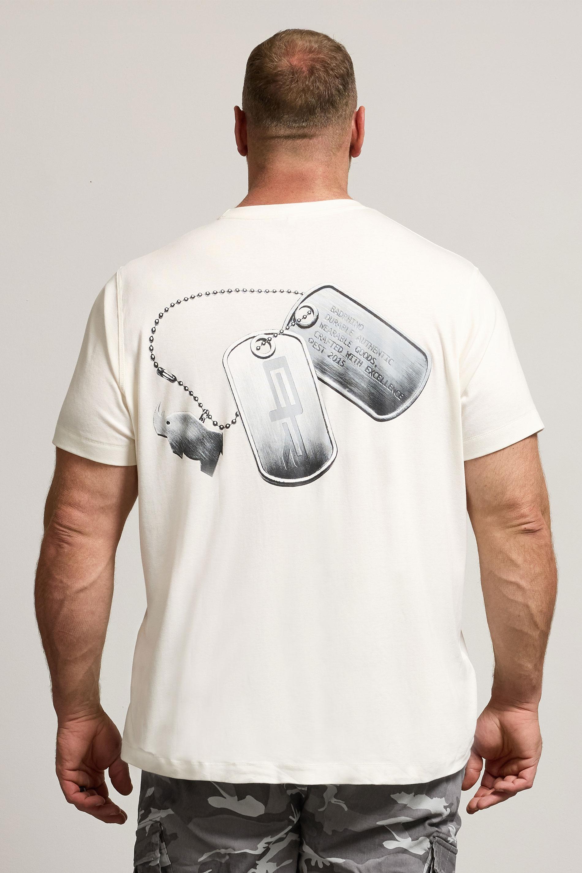 BadRhino Big & Tall Off-White Military Dog Tag Graphic T-Shirt | BadRhino 5