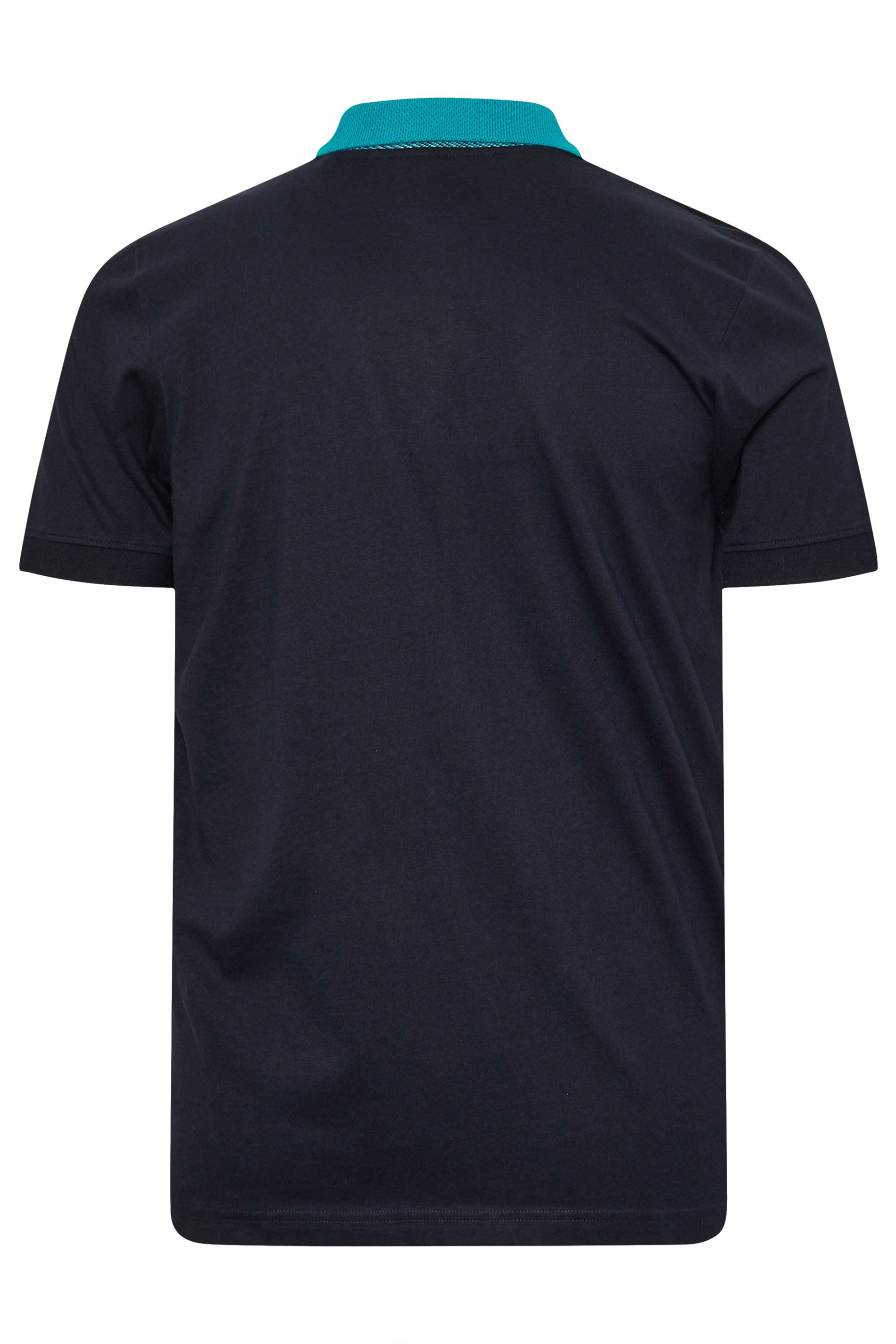 BadRhino Big & Tall Navy Blue Stripe Detail Jacquard Collar Polo Shirt | BadRhino 7