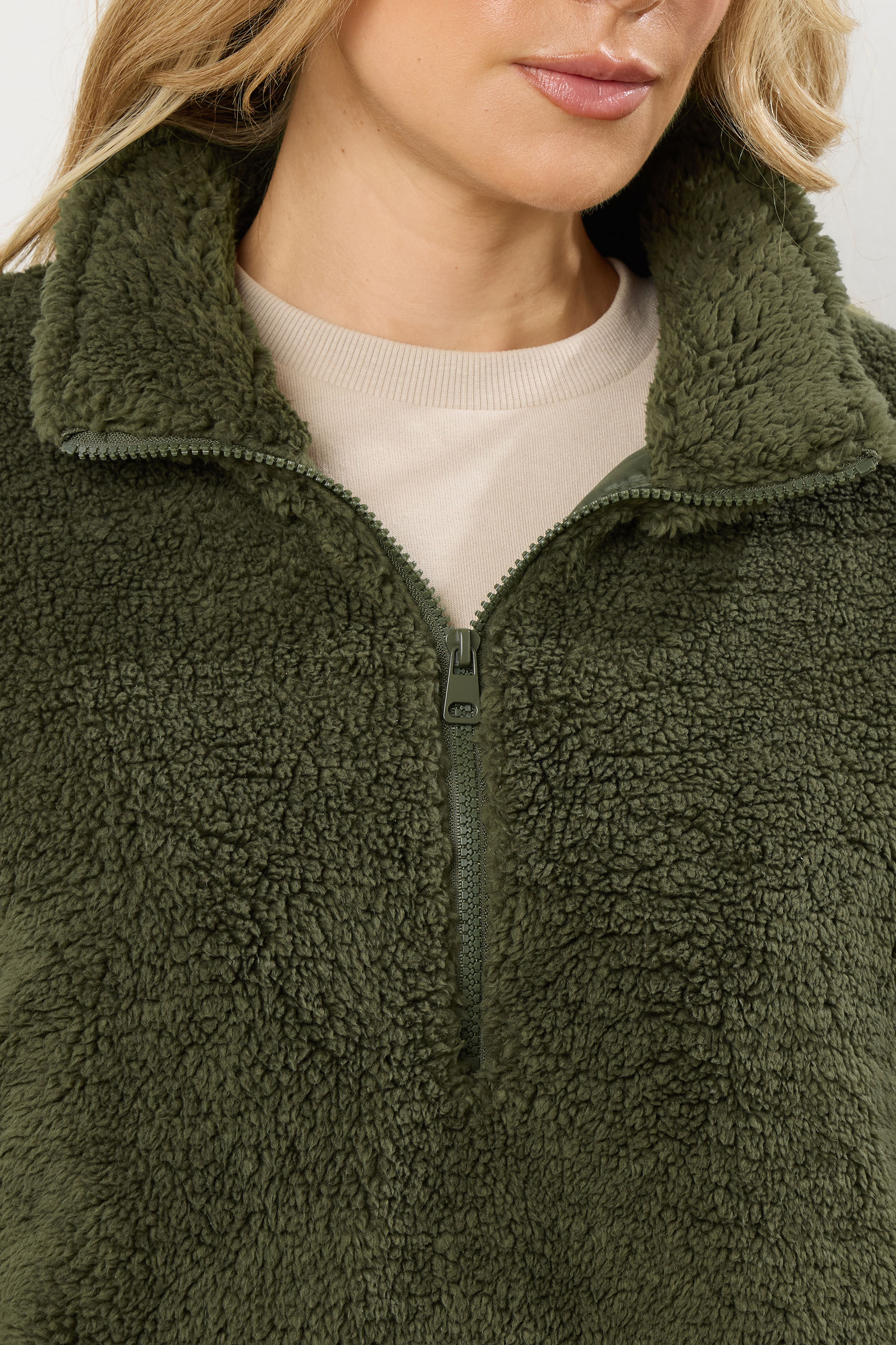 LTS Tall Khaki Green Half Zip Fleece Jacket | Long Tall Sally 5