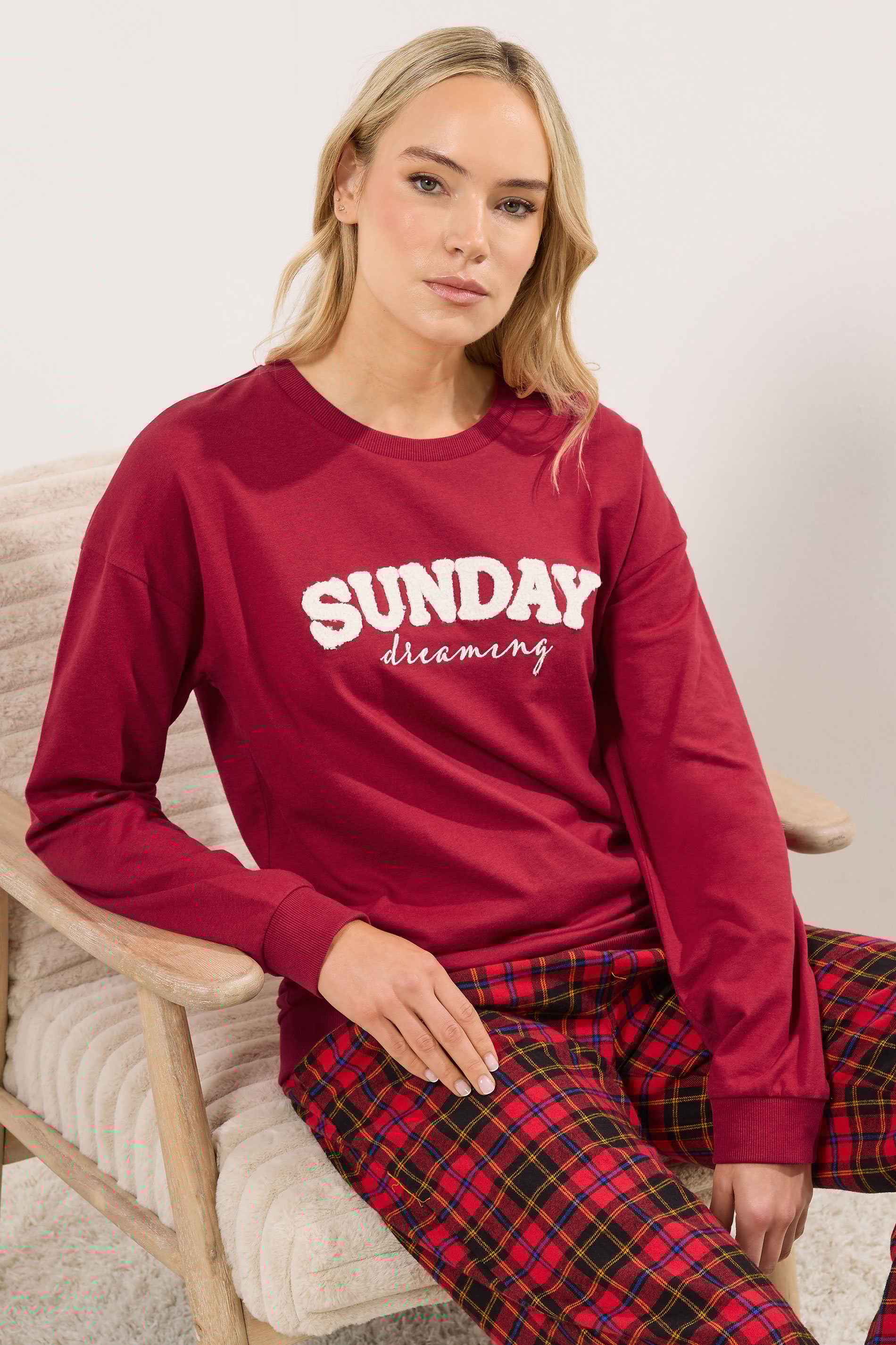 LTS Tall Red 'Sunday Dreaming' Slogan Lounge Top | Long Tall Sally 1