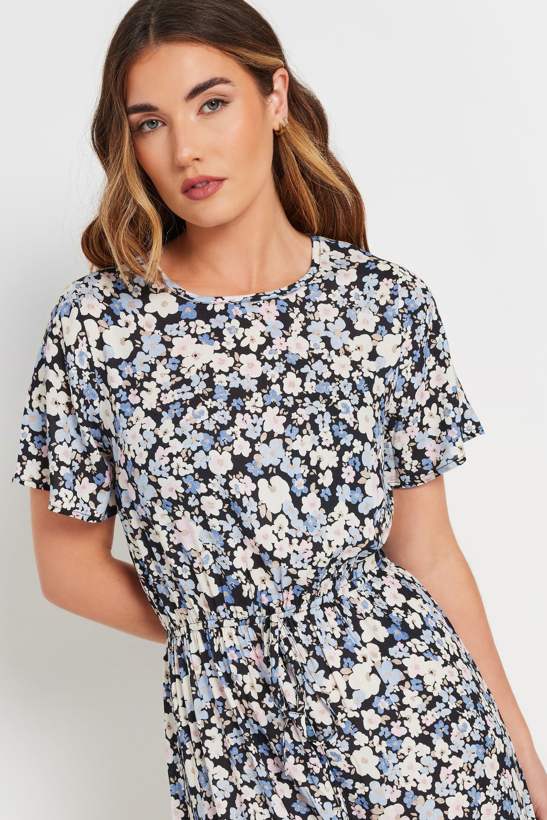 LTS Tall Blue Woven Floral Tie Waist Midaxi Dress | Long Tall Sally 5