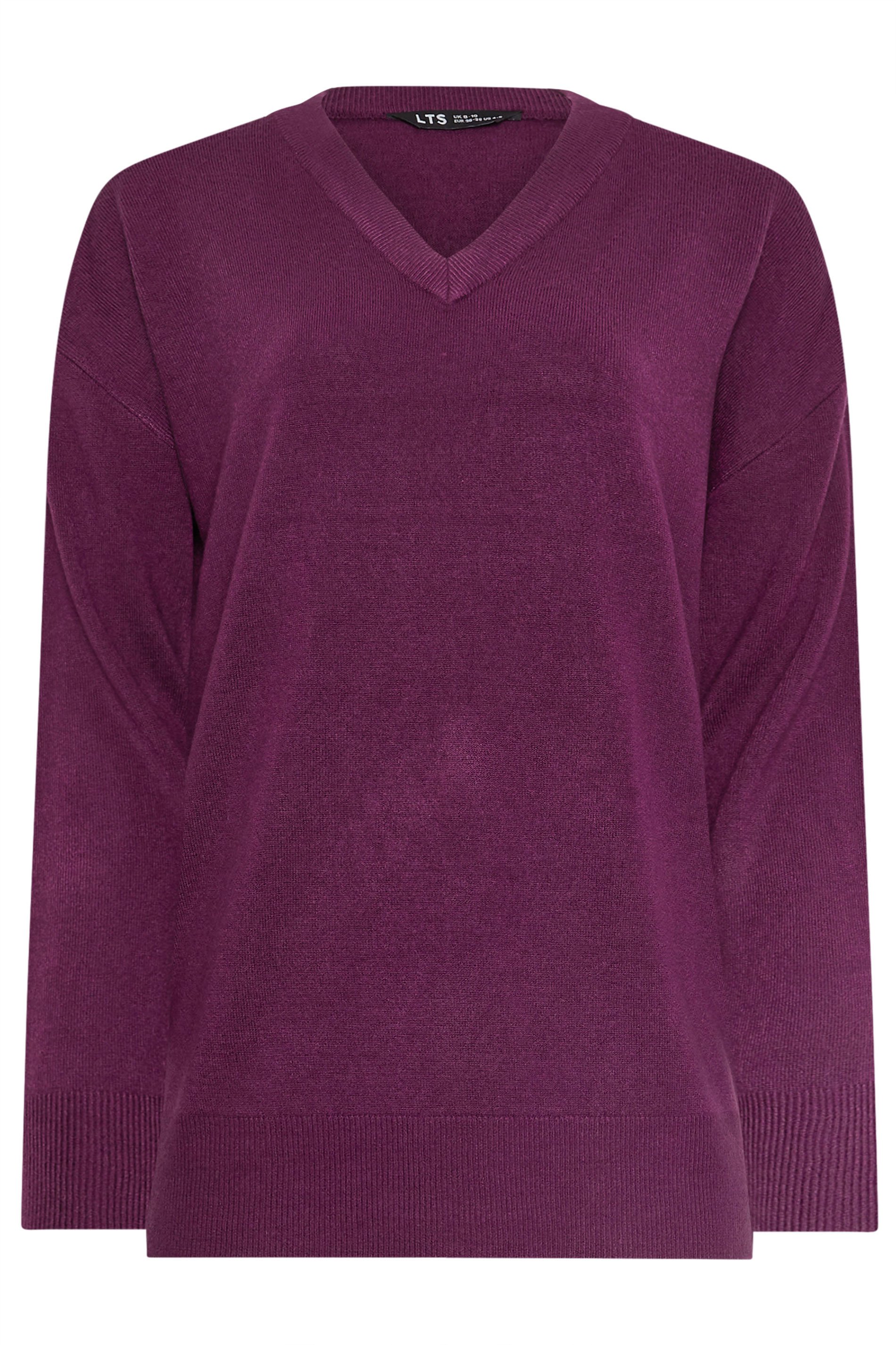 LTS Tall Purple Long Sleeve V-Neck Jumper | Long Tall Sally 5