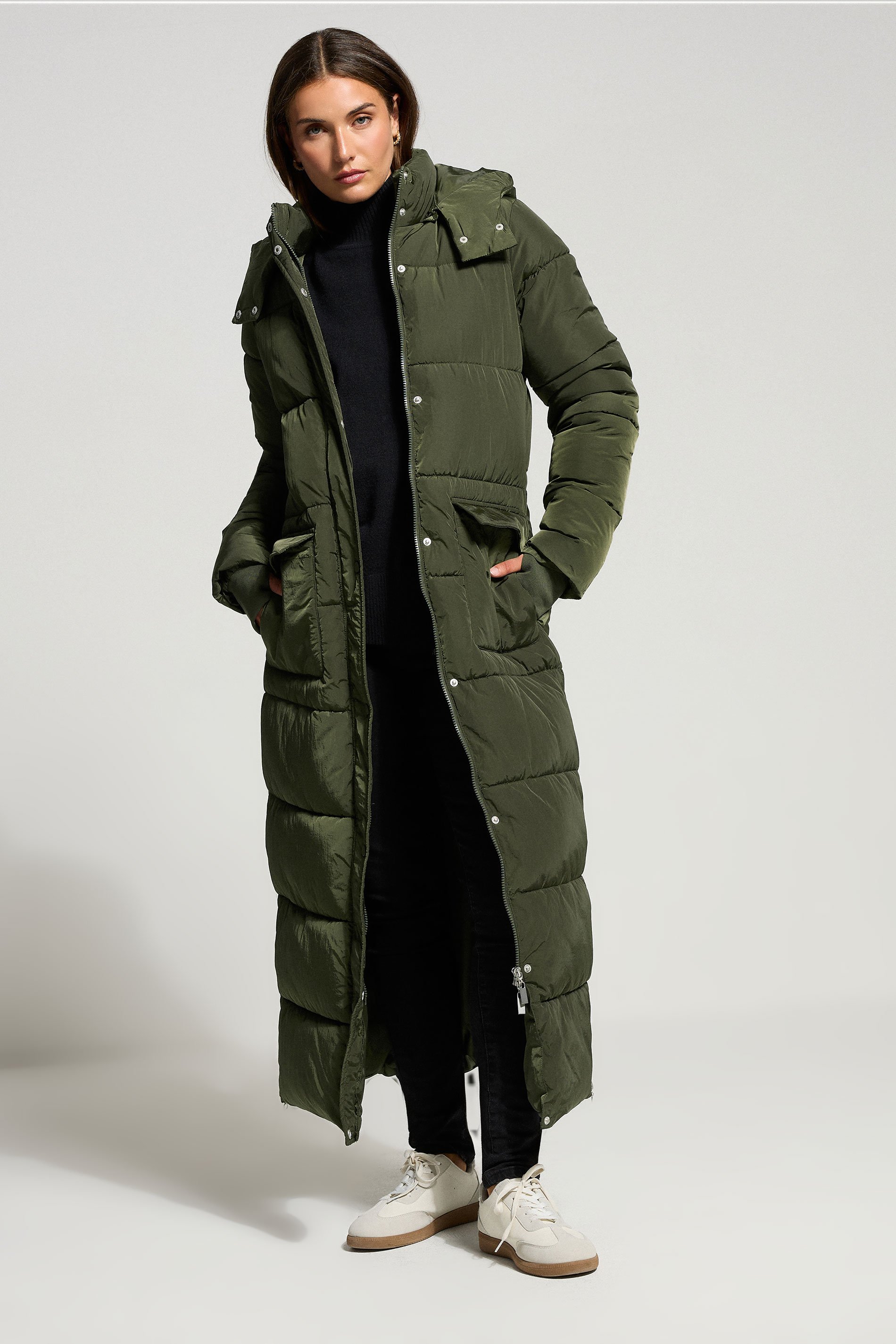 LTS Tall Khaki Padded Longline Maxi Coat | Long Tall Sally 2