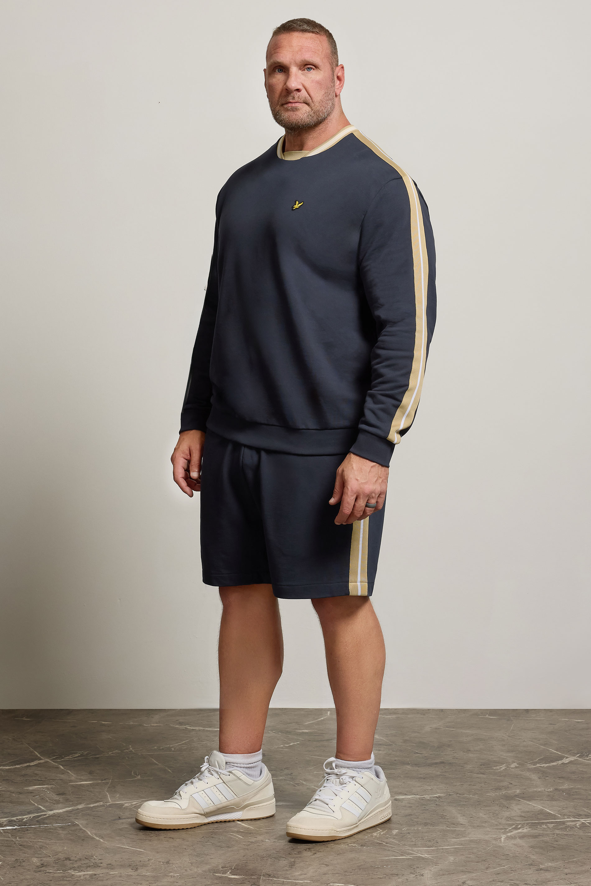 LYLE & SCOTT Big & Tall Navy Blue Contrast Taped Sweatshirt | BadRhino 3