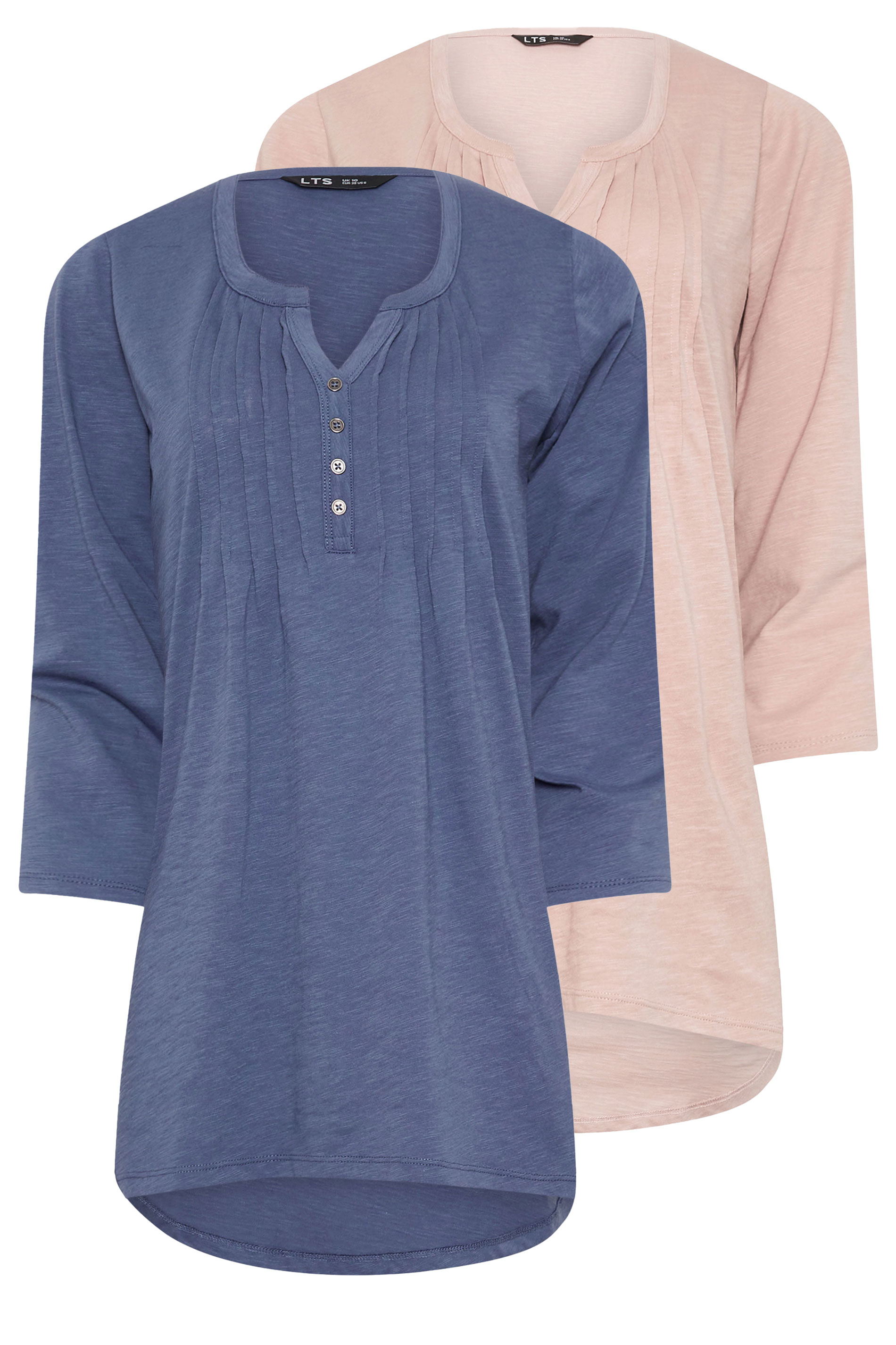 LTS Tall 2 PACK Light Pink & Blue Henley Tops | Long Tall Sally 7