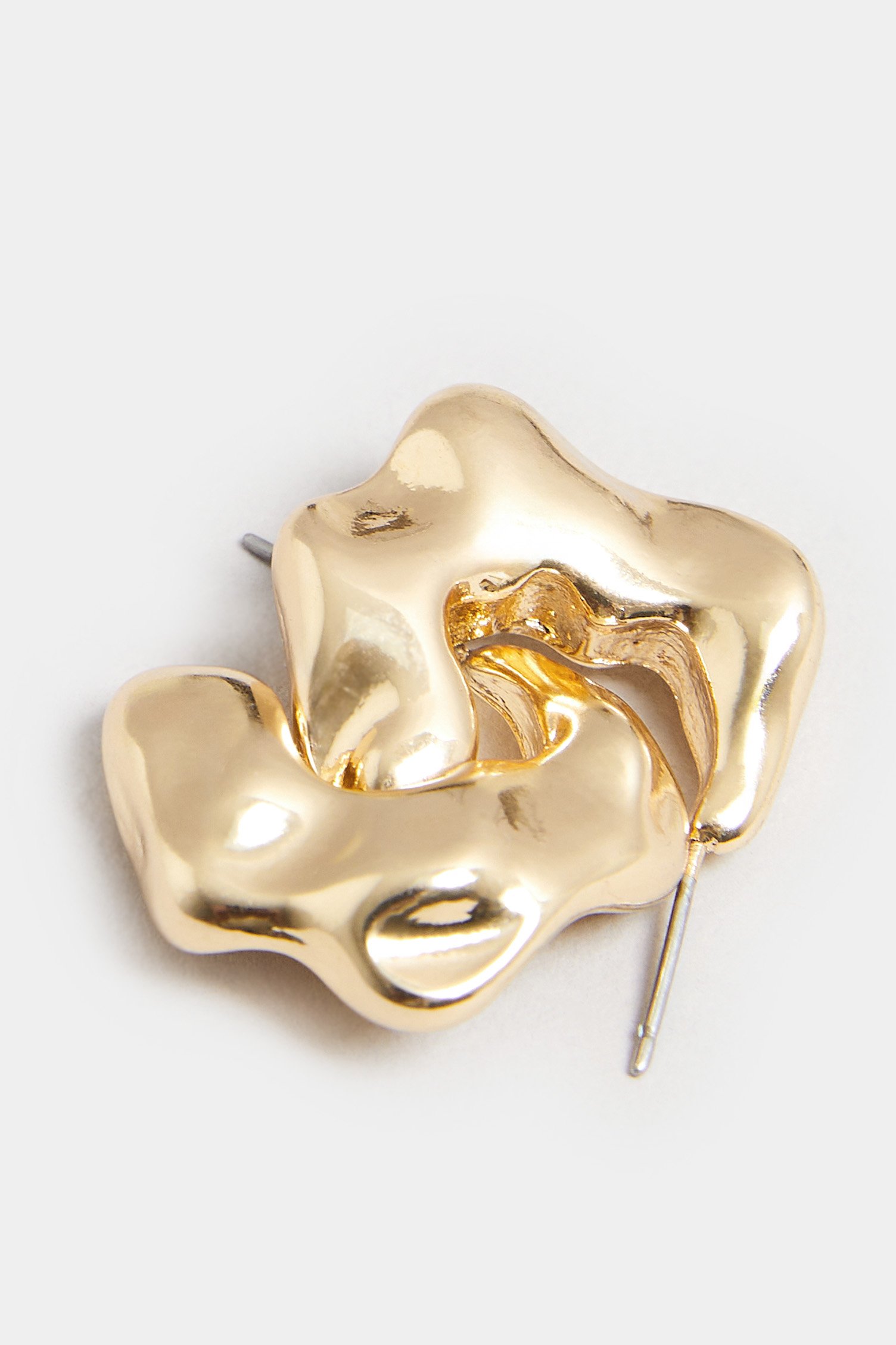 Gold Tone Molten Style Hoop Earrings 3