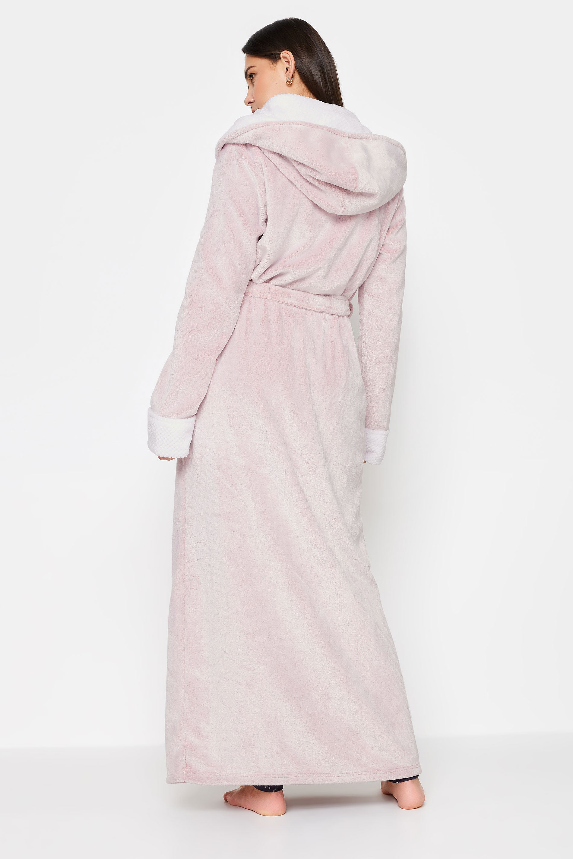 LTS Tall Light Pink Hooded Maxi Dressing Gown | Long Tall Sally  3