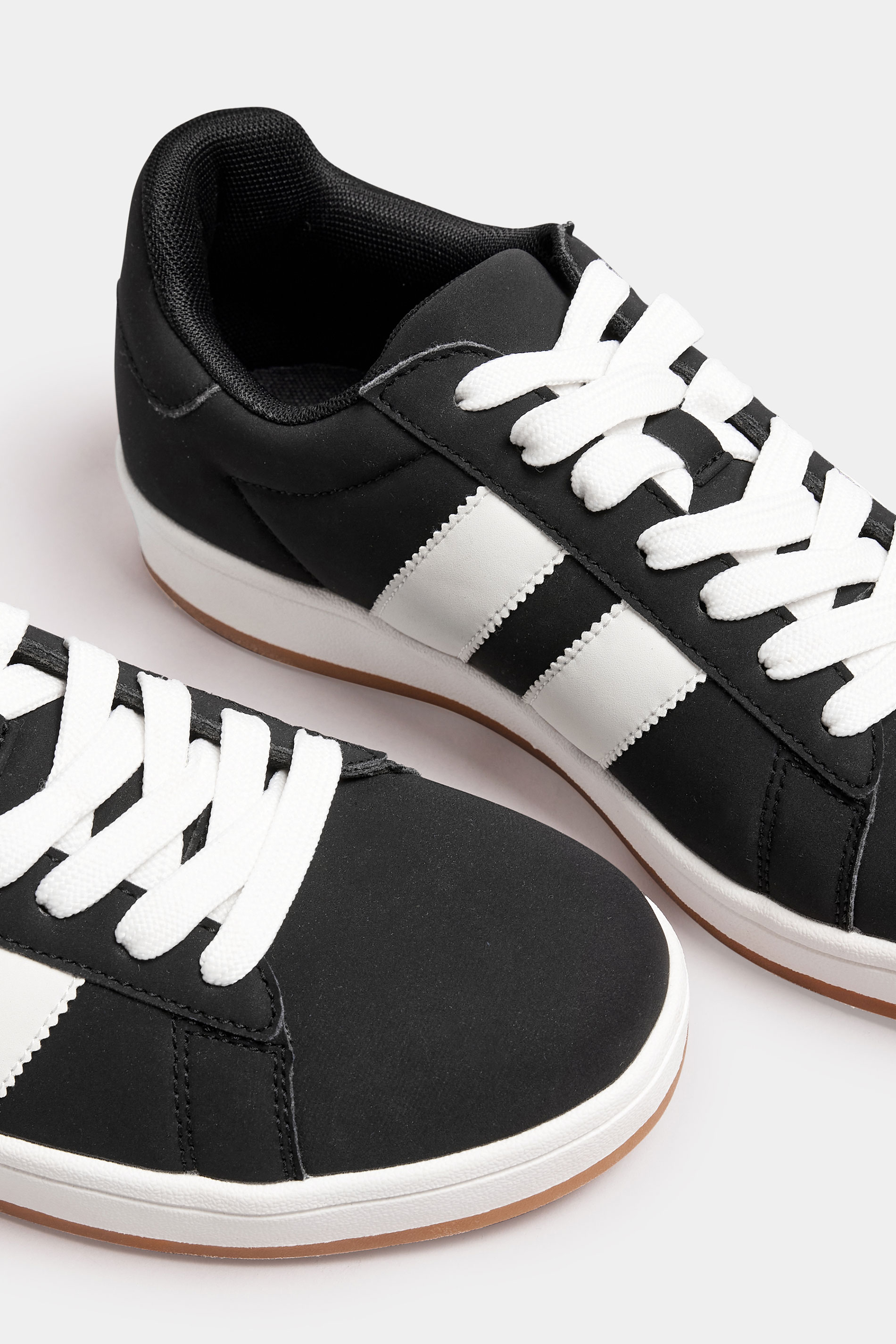 Black Padded Lace Up Trainers In Wide E Fit | Yours Clothing 5