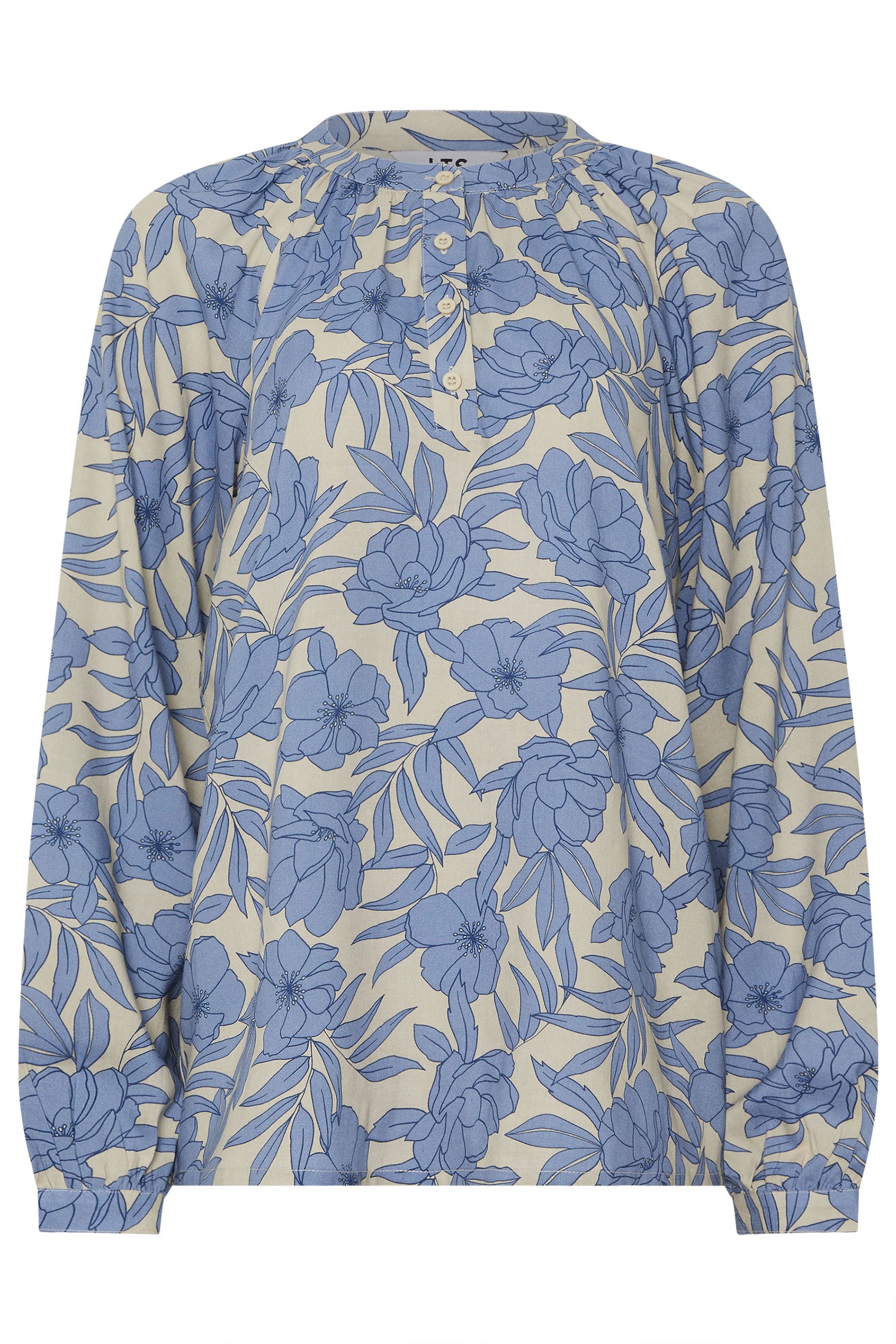 LTS Tall Women's Cream & Blue Placket Raglan Blouse | Long Tall Sally 7