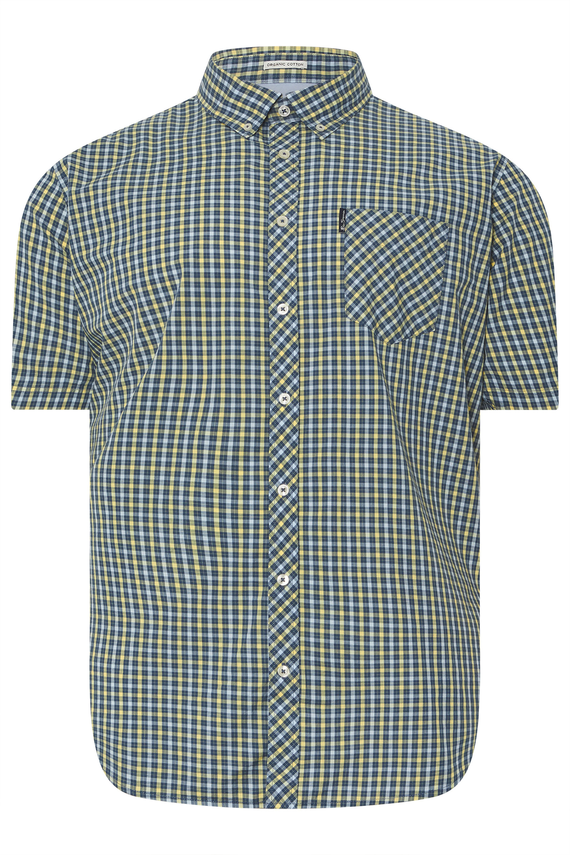 BEN SHERMAN Big & Tall Blue & Yellow Check Shirt | BadRhino 3