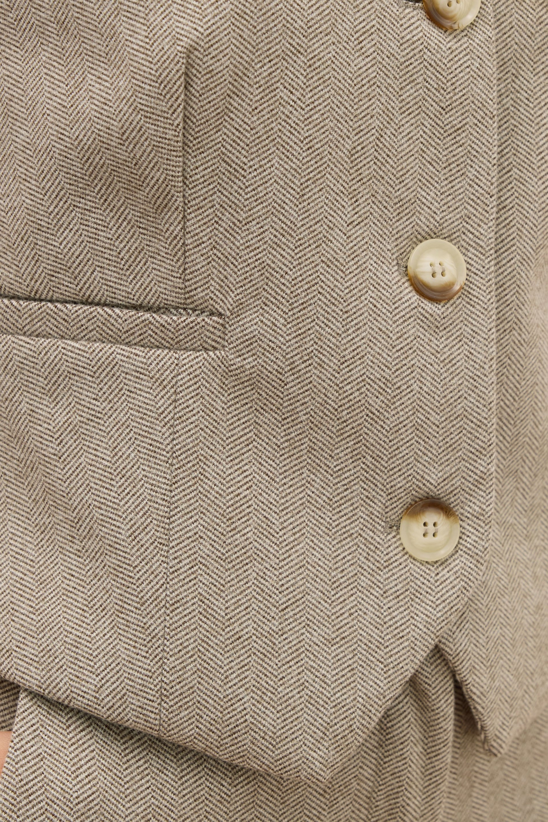 LTS PREMIUM Tall Brown Herringbone Waistcoat | Long Tall Sally 5