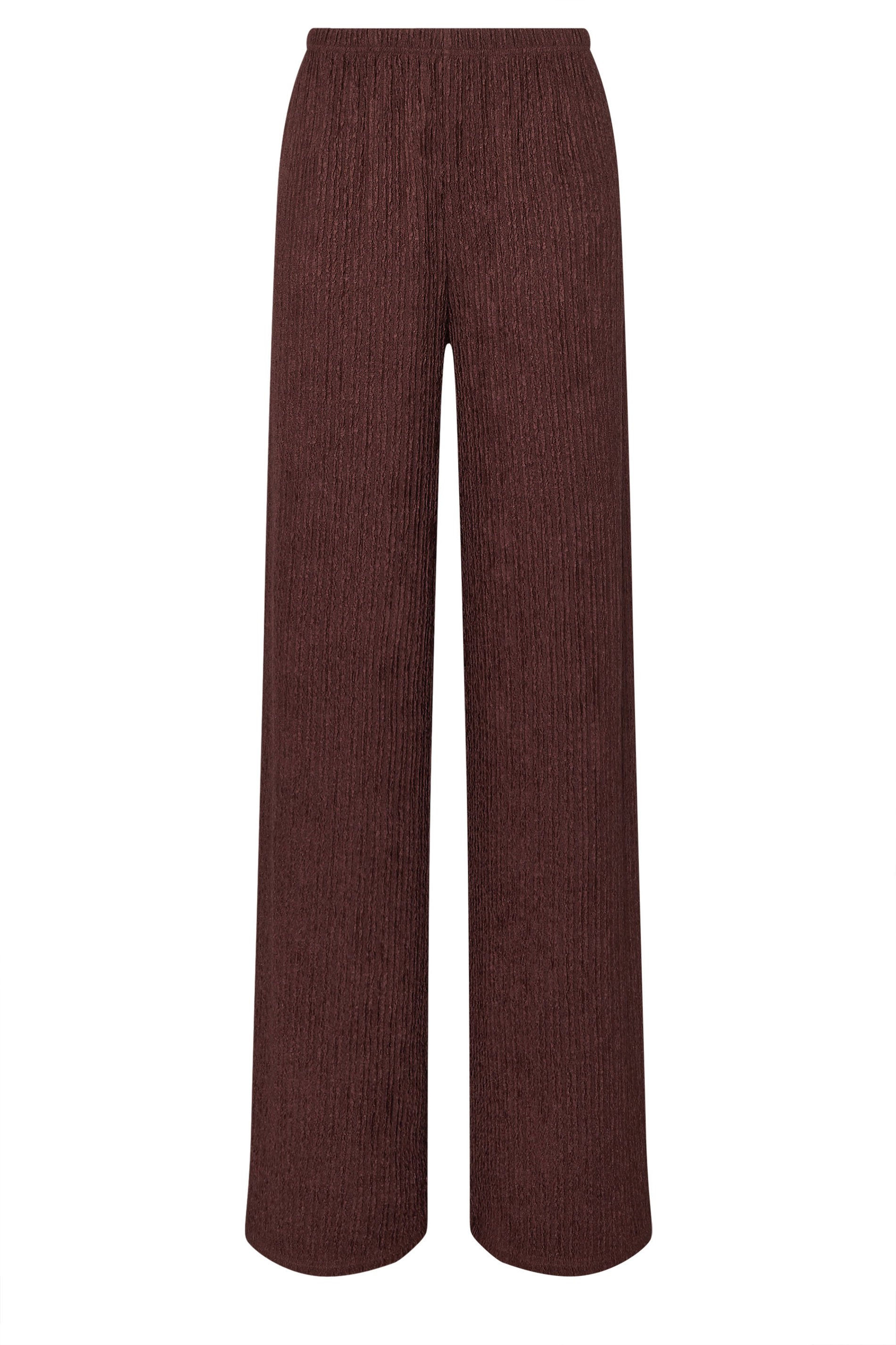 LTS Tall Brown Textured Elasticated Waist Trousers | Long Tall Sally 5