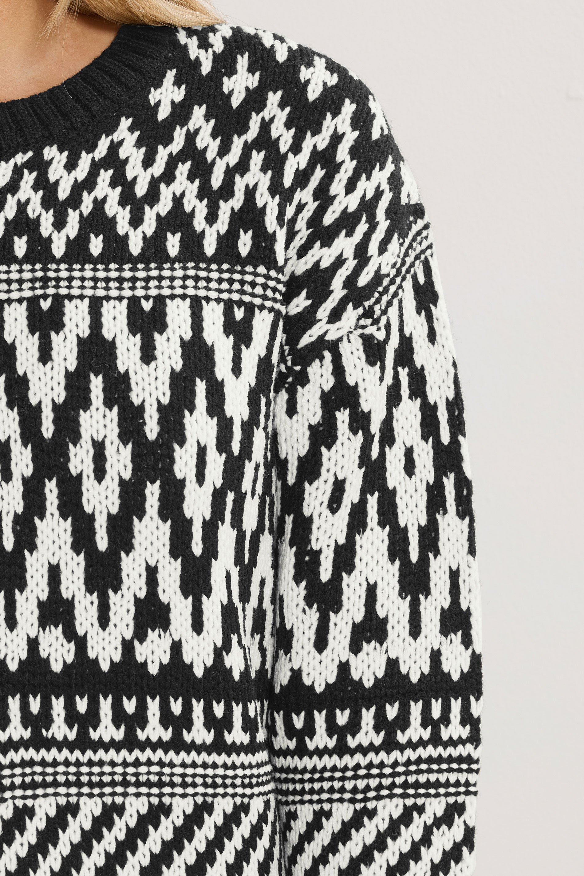 LTS Tall Black & White Fairisle Jumper | Long Tall Sally 4