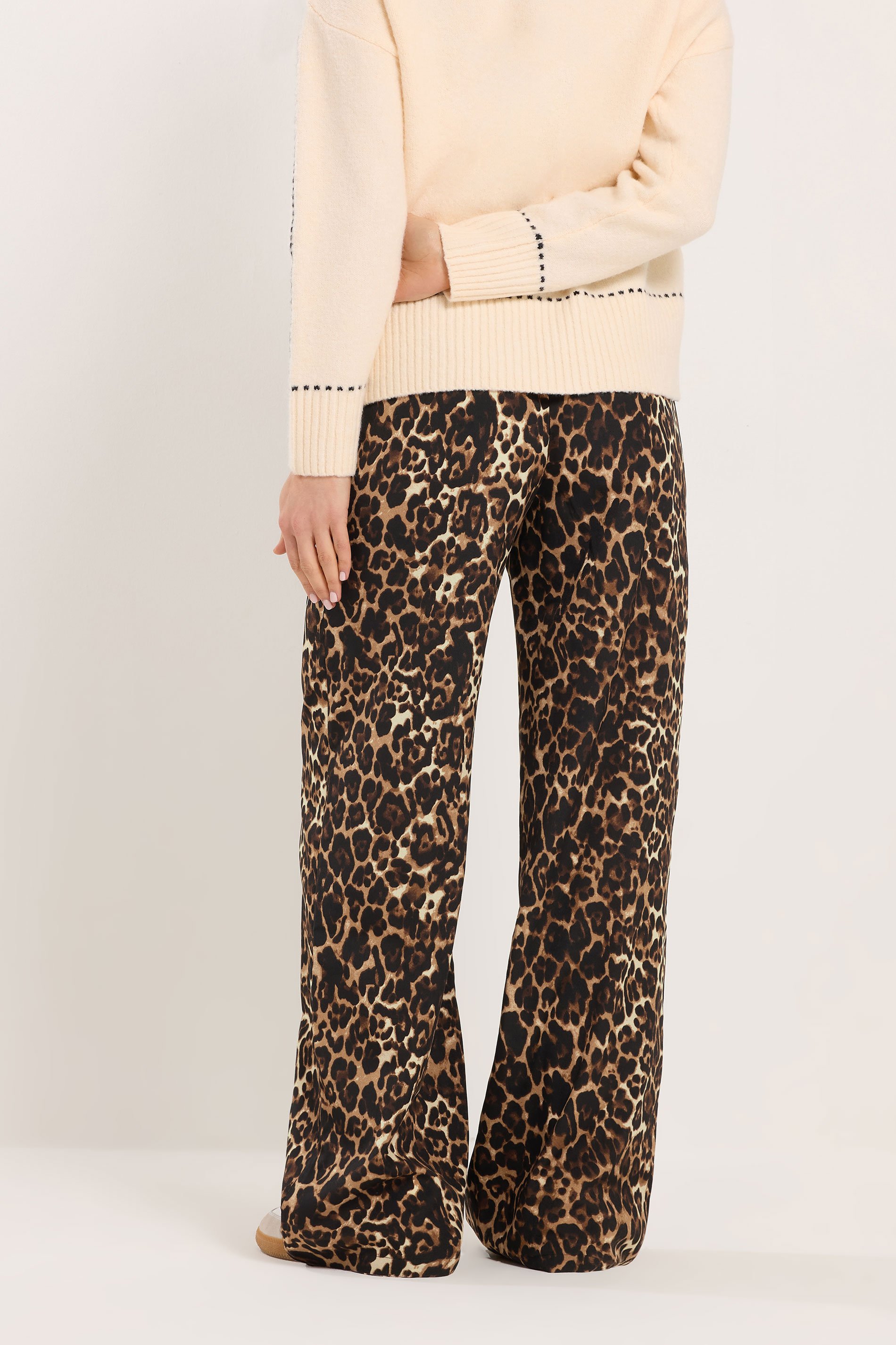 LTS Tall Women's Brown & Black Leopard Print Wide Leg Trousers | Long Tall Sally 3