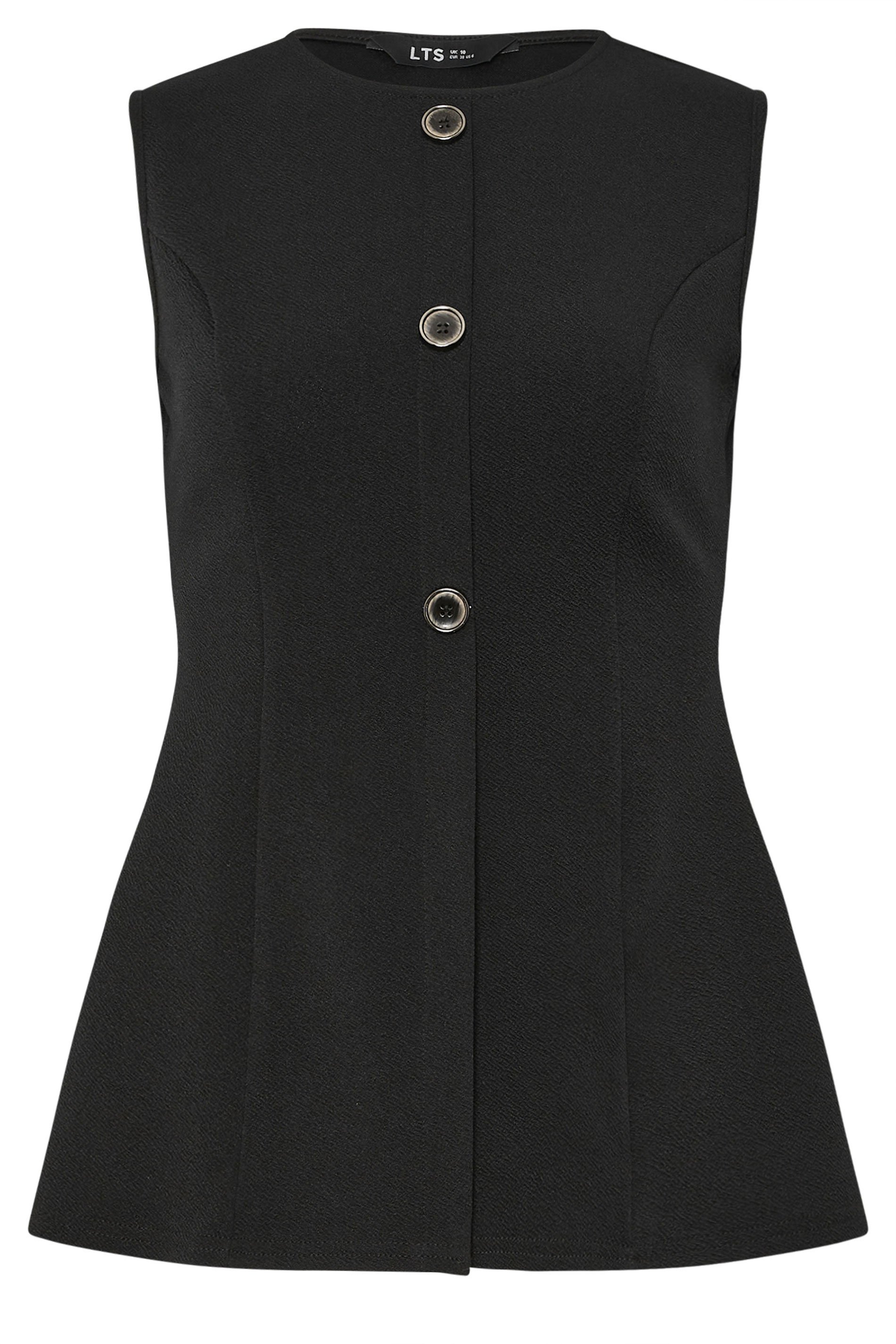 LTS Tall Women's Black Textured Button Waistcoat | Long Tall Sally 1