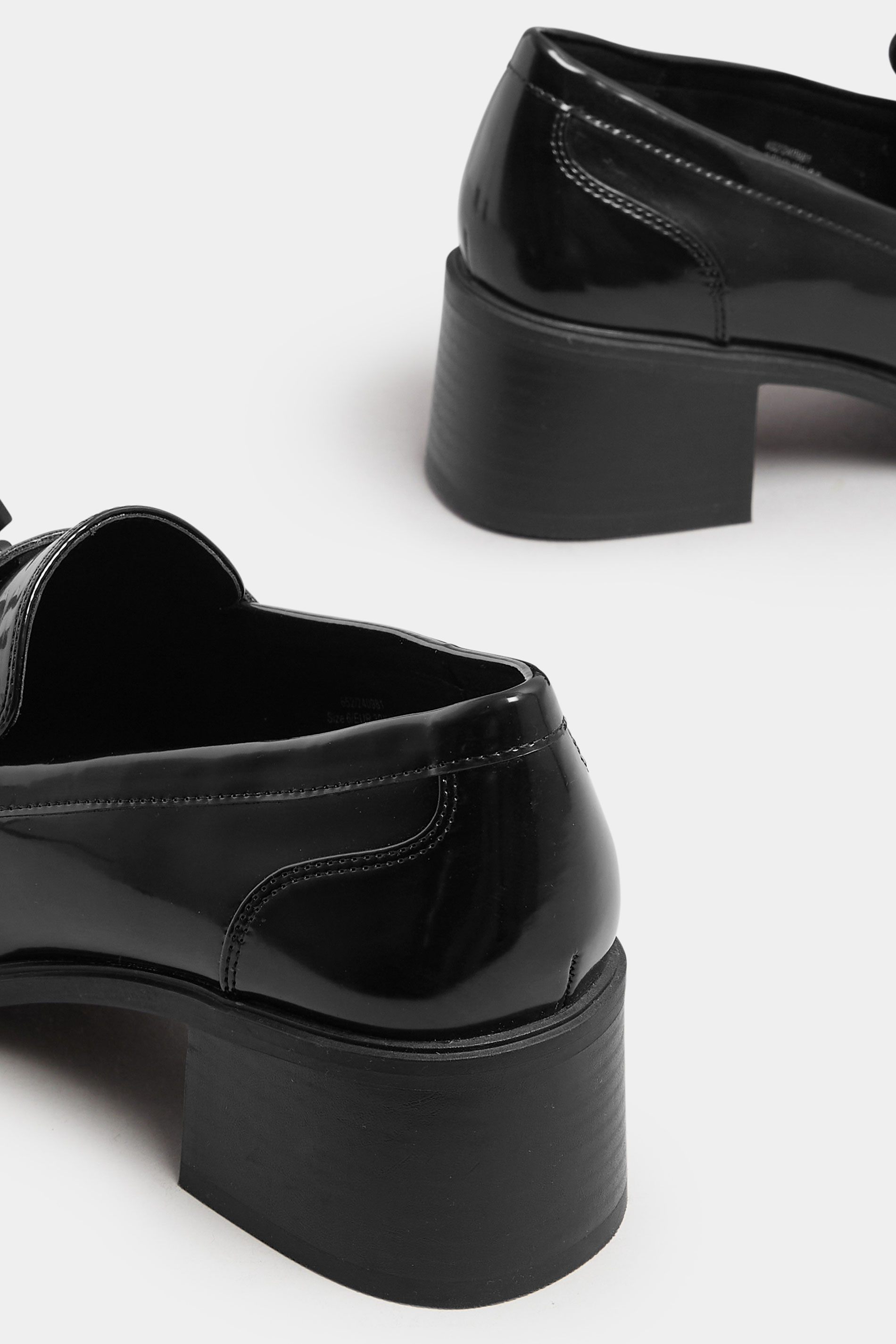 Black Patent Heeled Tassel Loafers In Extra Wide EEE Fit | Yours Clothing 4