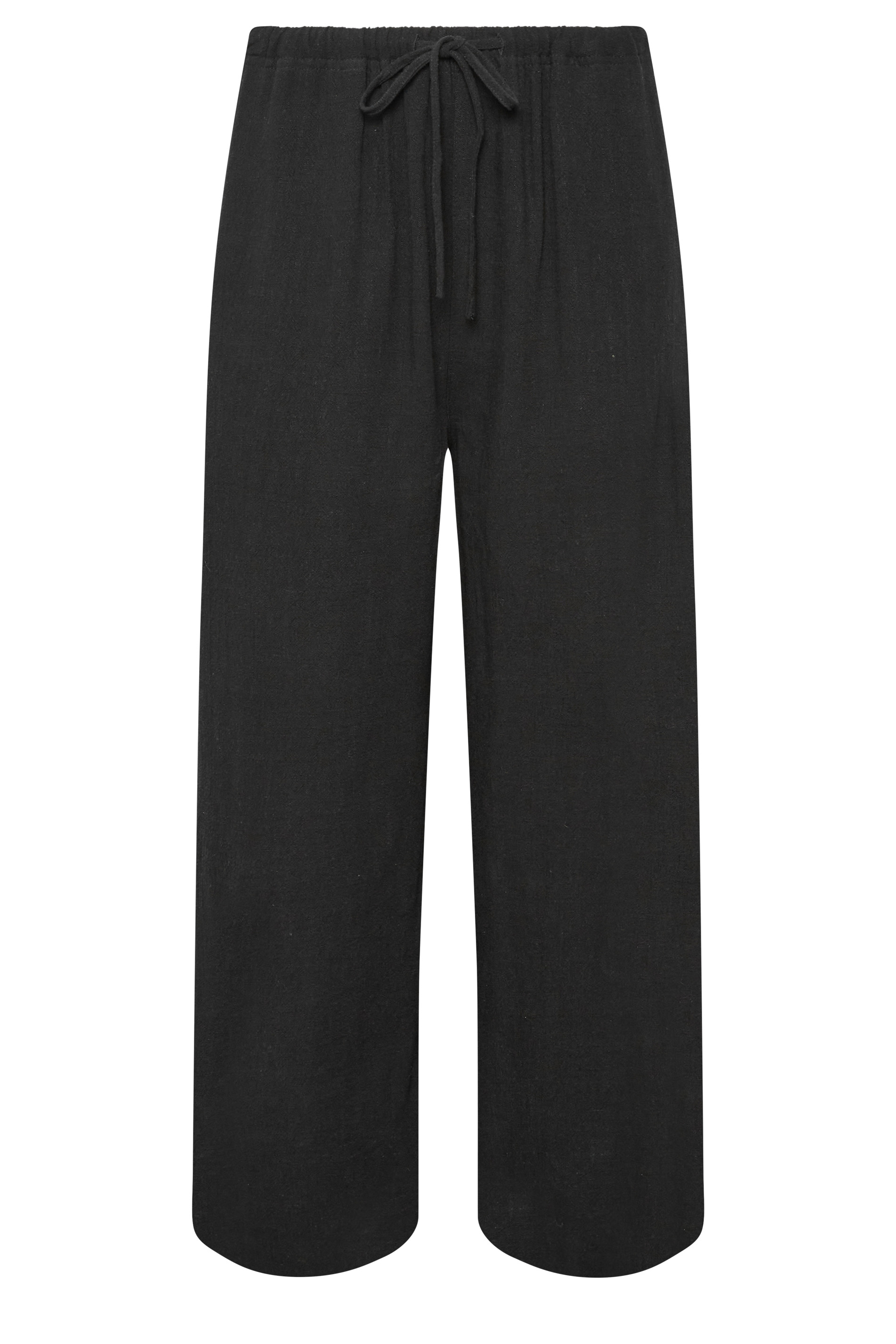 LTS Tall Black Wide Leg Cropped Linen Trousers 7