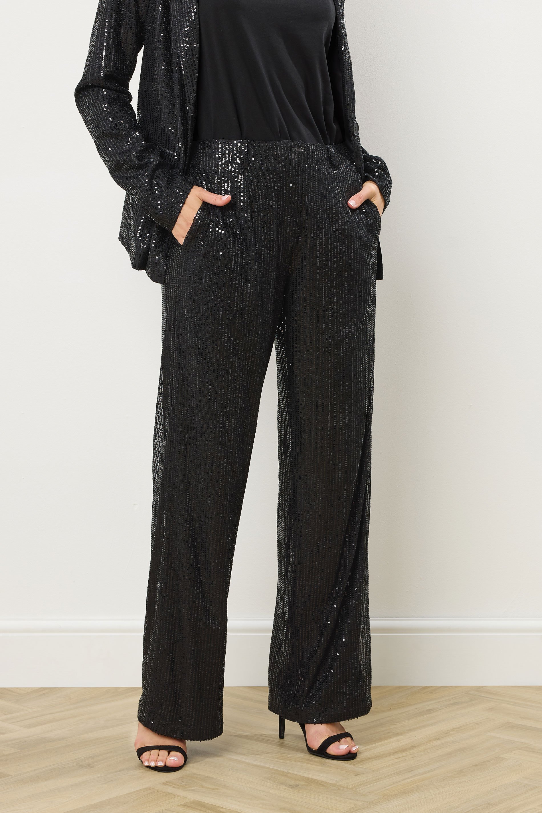 LTS Tall Black Embellished Wide Leg Trousers | Long Tall Sally 3