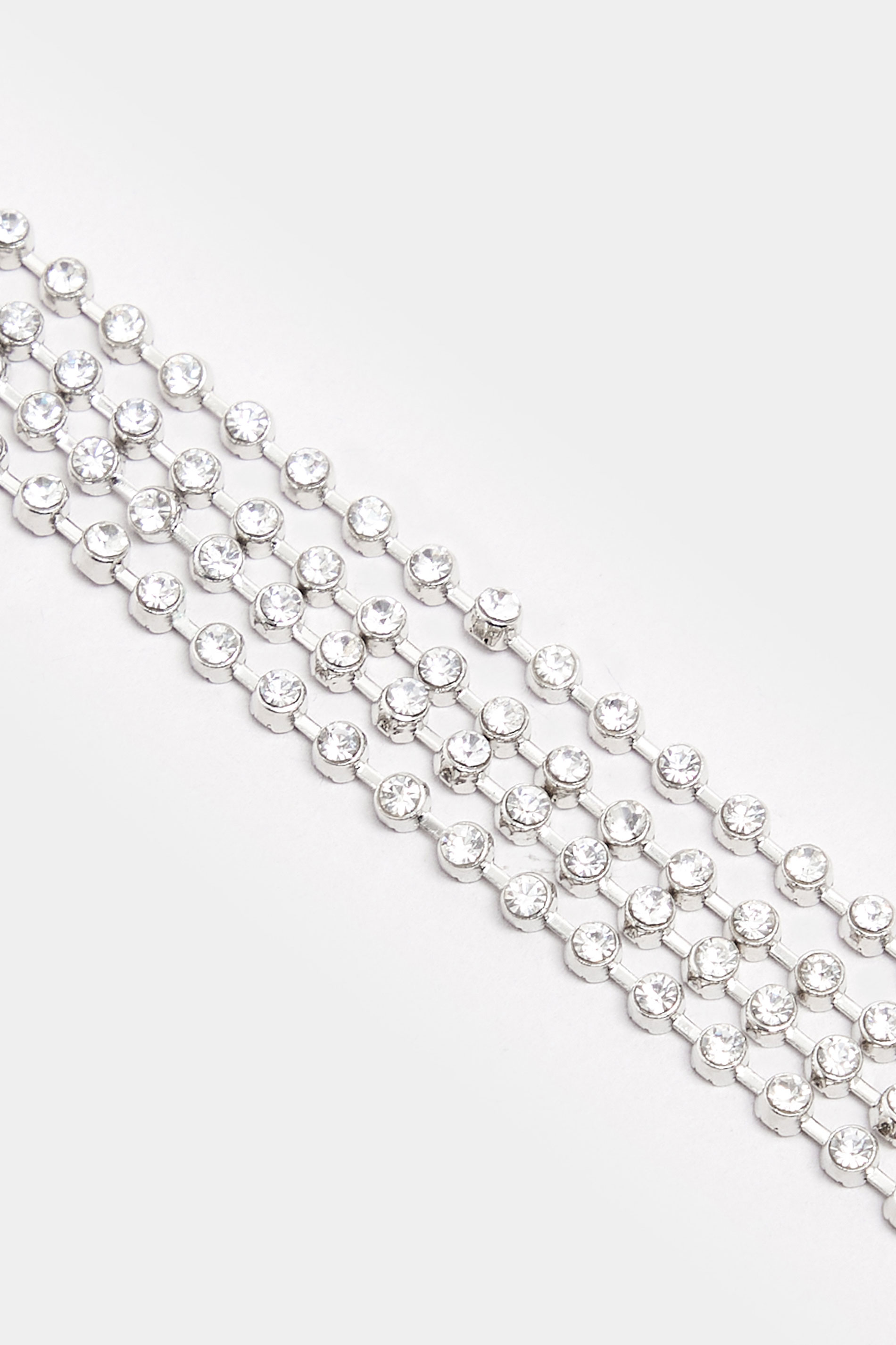 Silver Tone Diamante Multi Layer Bracelet | Yours Clothing 3