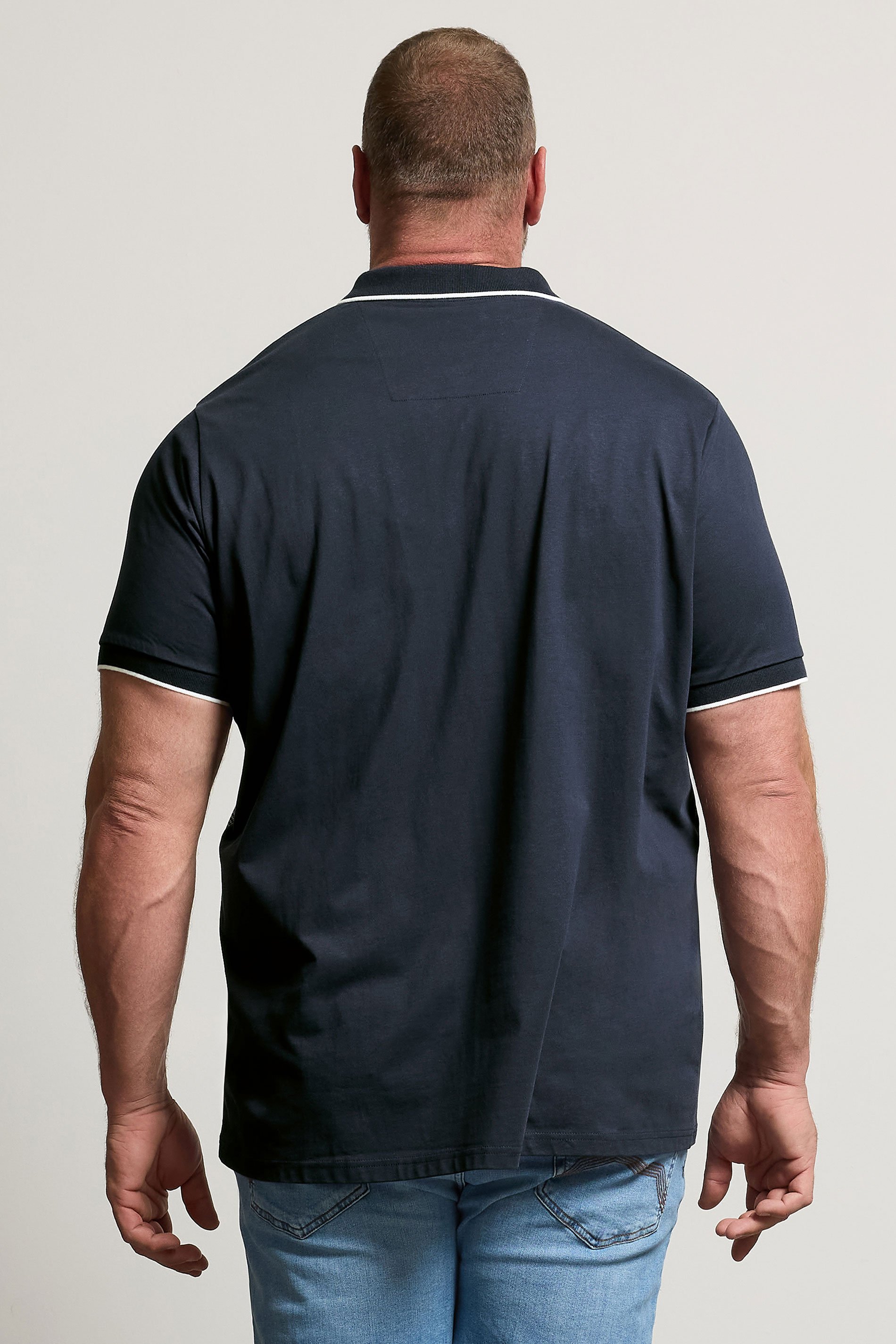 BadRhino Big & Tall Navy Blue Cut & Sew Tipped Polo Shirt | BadRhino 3