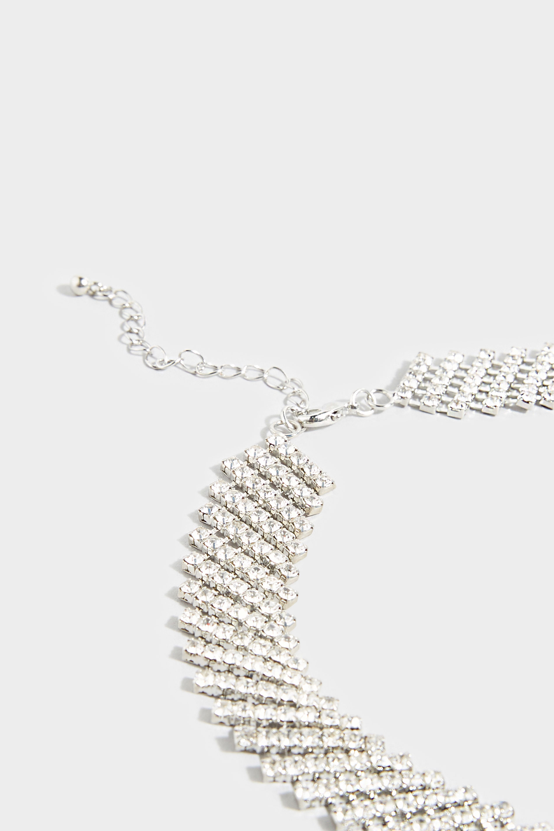 Silver Diamante Choker Necklace | Yours Clothing 3