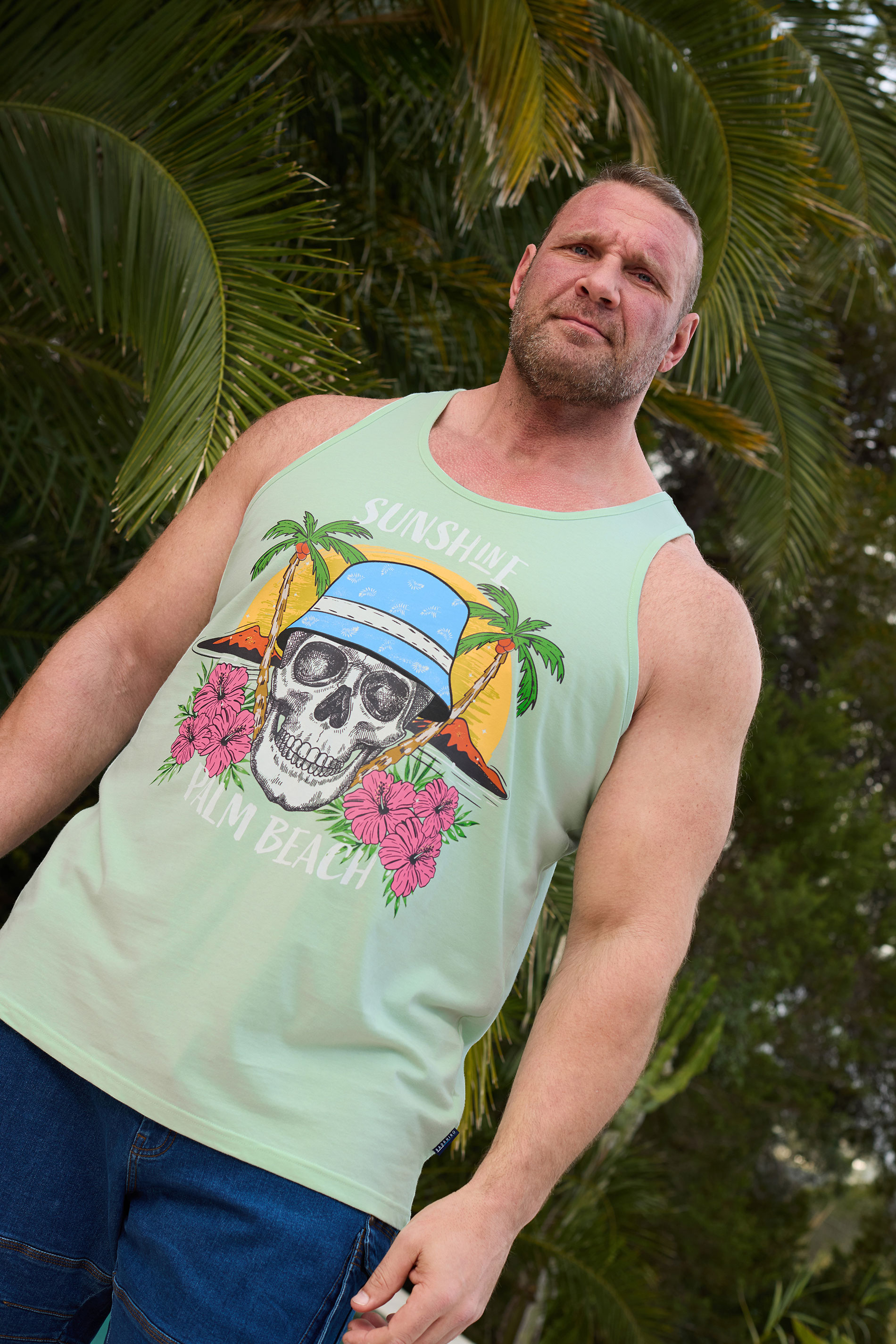 BadRhino Big & Tall Light Green 'Palm Beach' Skull Vest | BadRhino 1