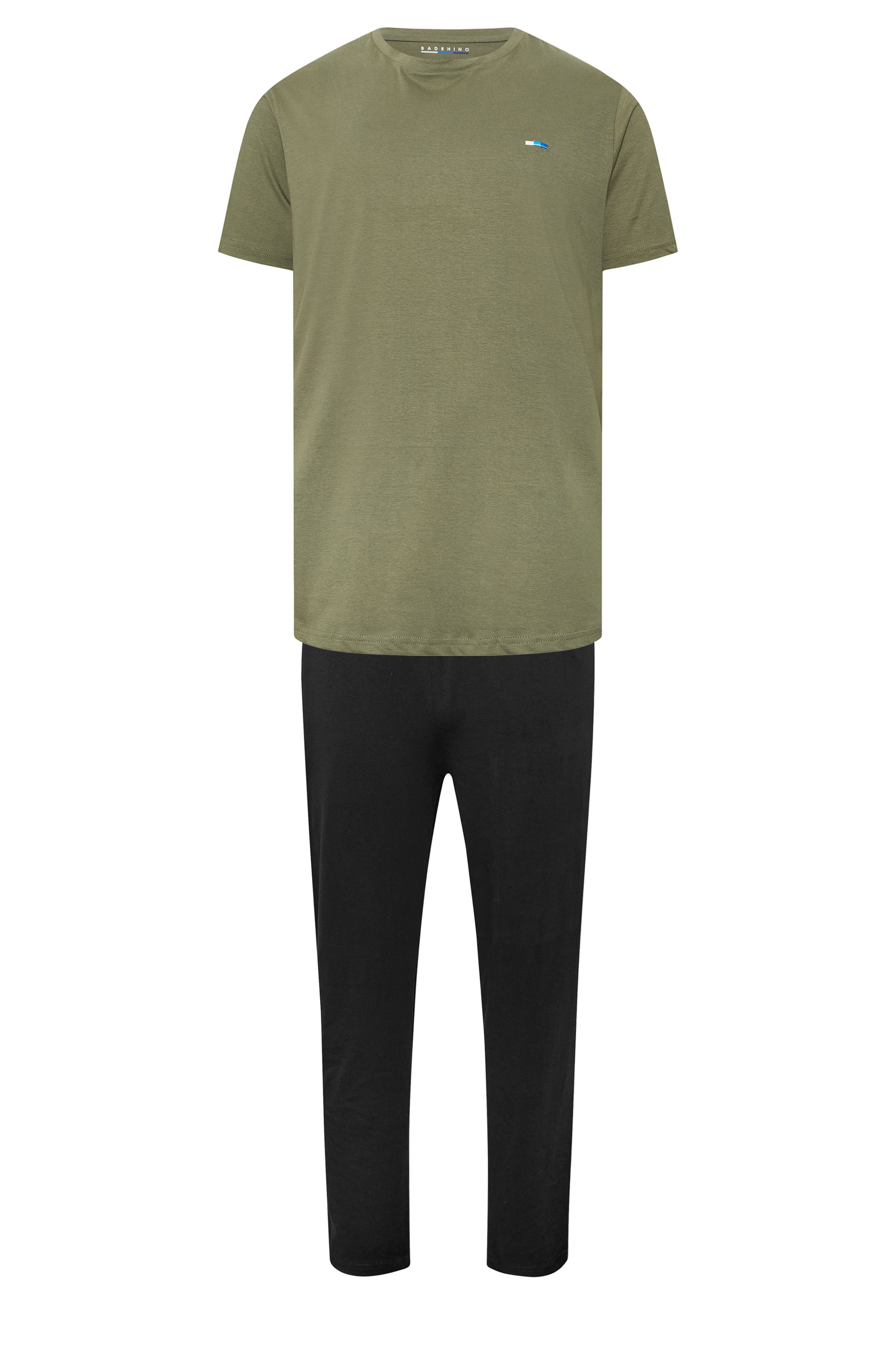 BadRhino Big & Tall Olive Green Lounge Trouser & T-Shirt Set | BadRhino 5