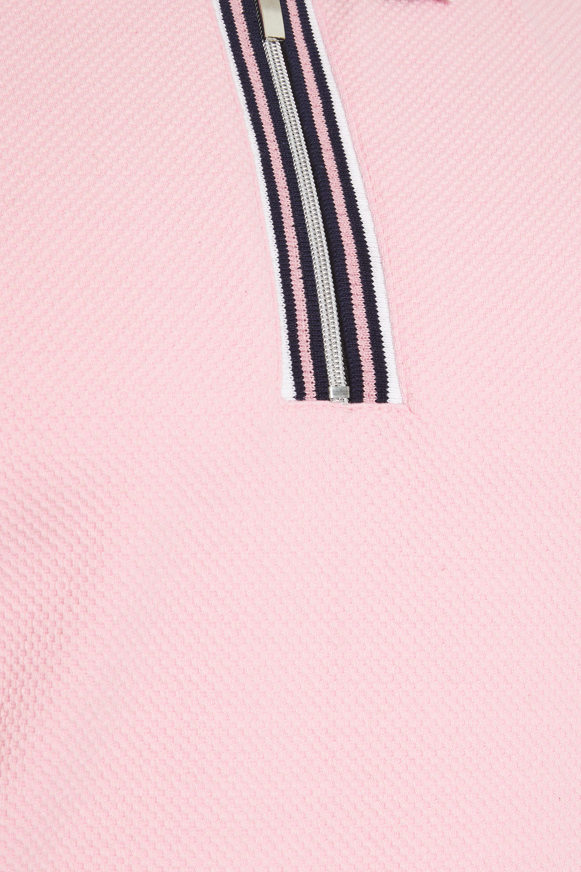 BadRhino Big & Tall Pink Seersucker Textured Zip Polo Shirt | BadRhino 5