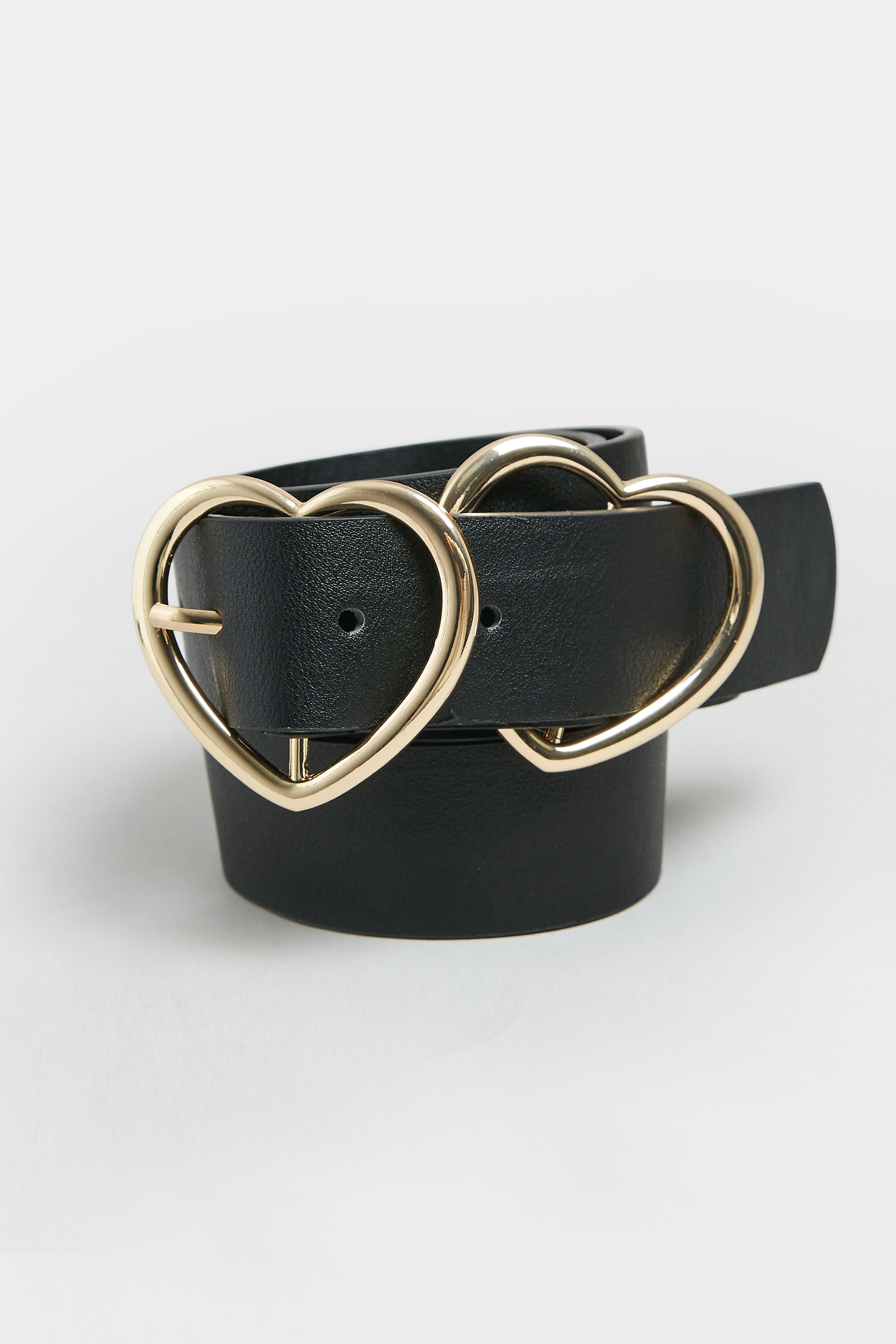 Black & Gold Double Heart Belt | Yours Clothing 2