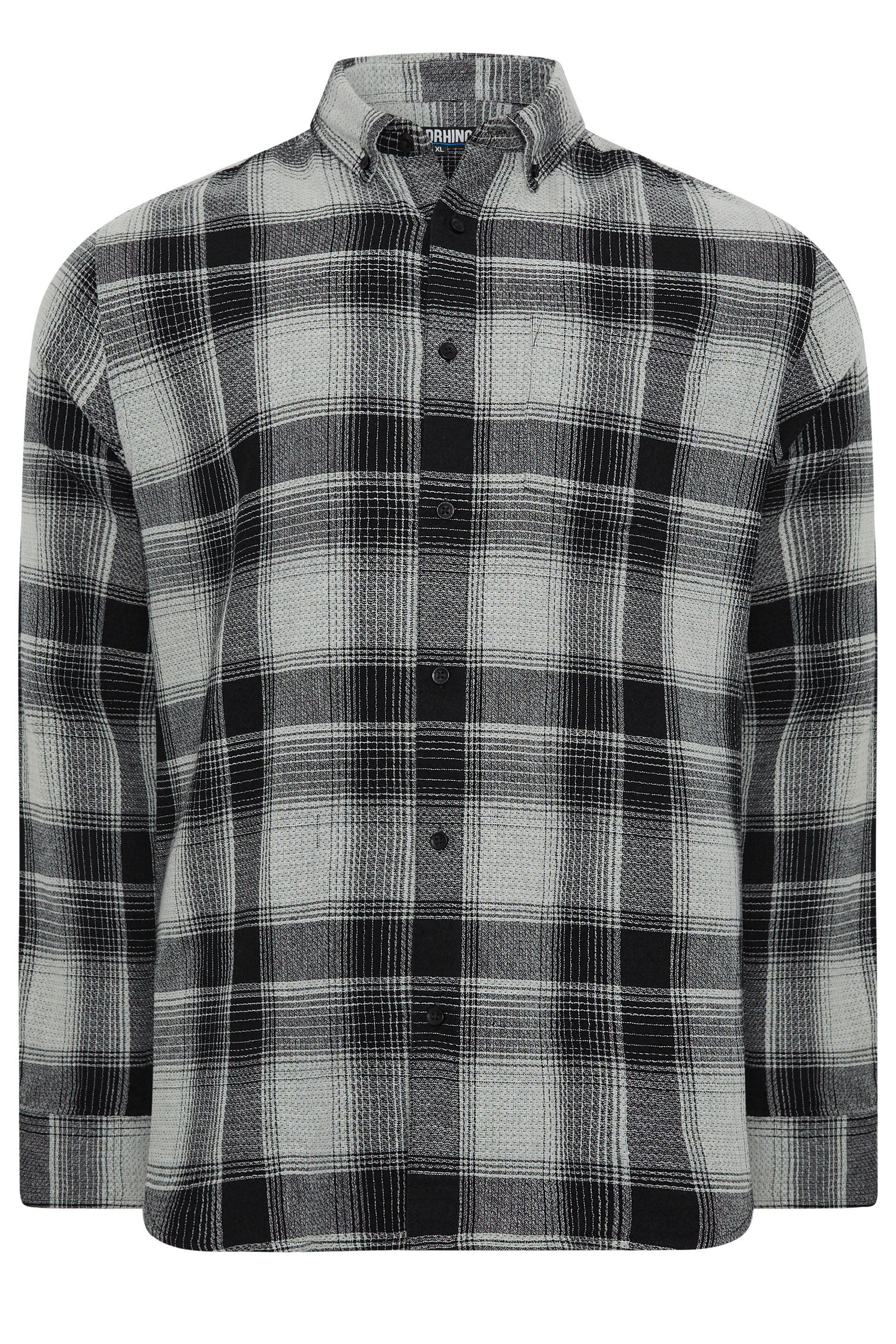 BadRhino Big & Tall Black Check Long Sleeve Shirt | BadRhino 5