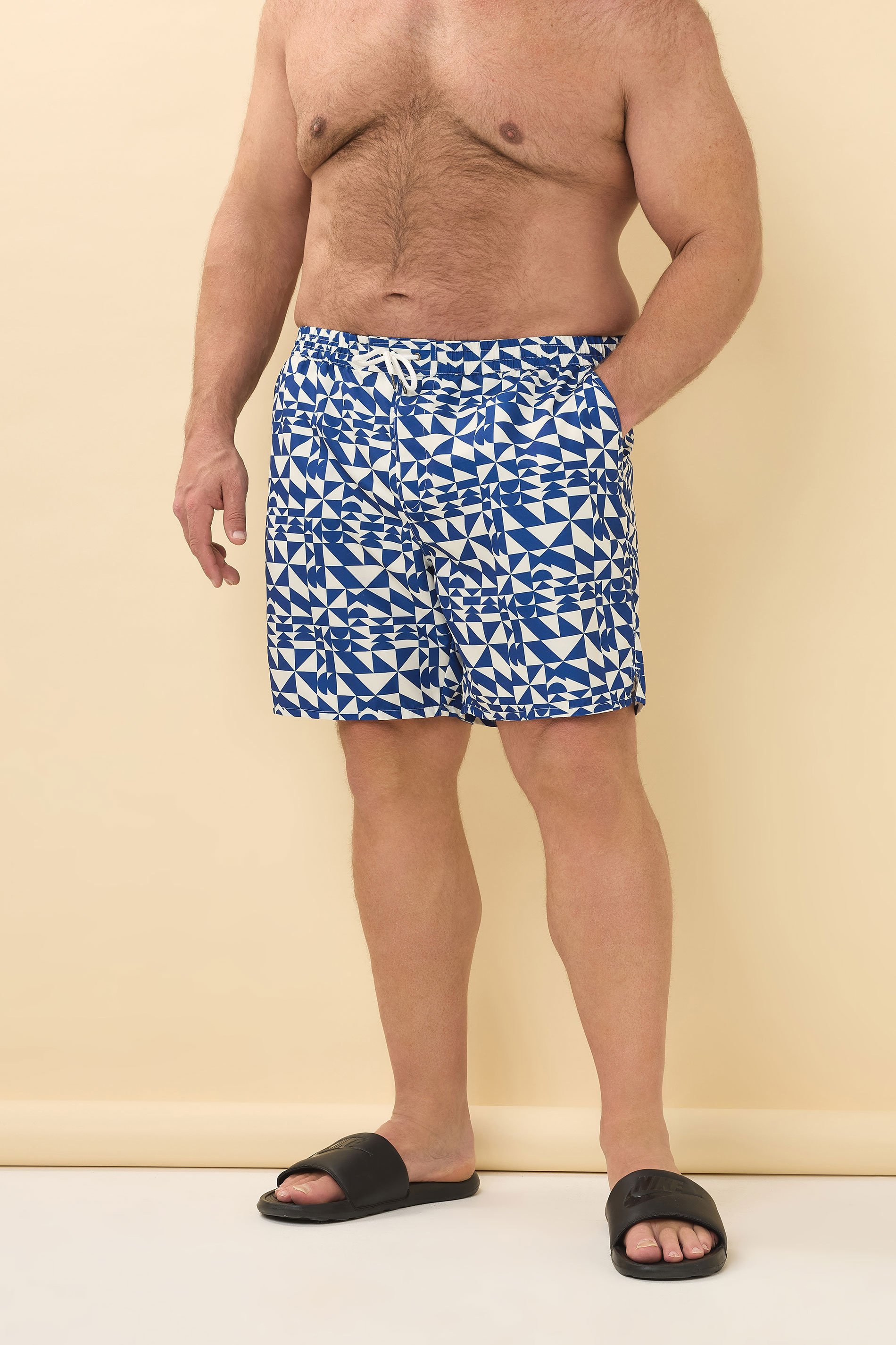 BadRhino Big & Tall Navy Blue Abstract Swim Shorts | BadRhino 2