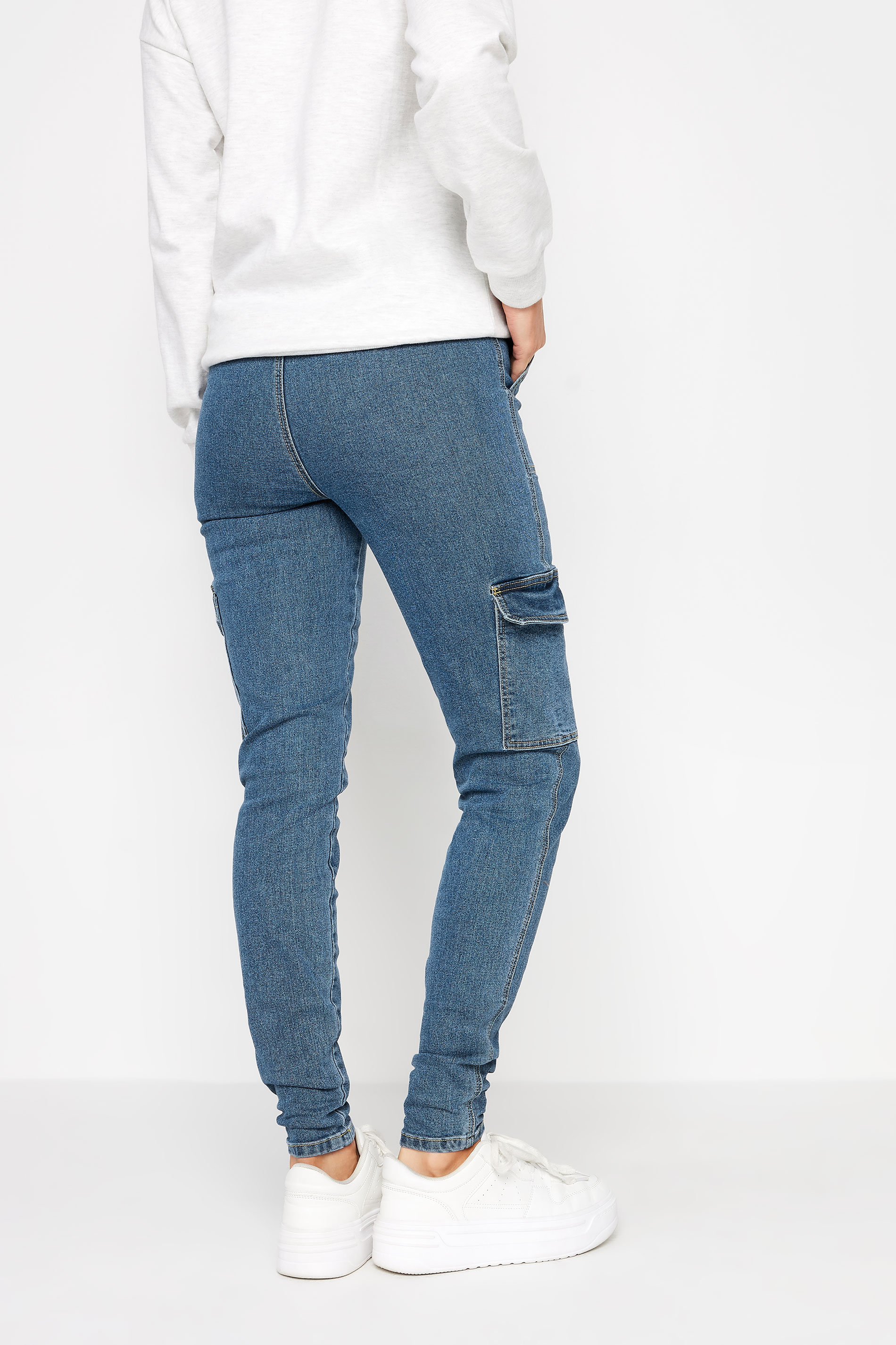 LTS Tall Blue Cargo Skinny Jeans | Long Tall Sally  3