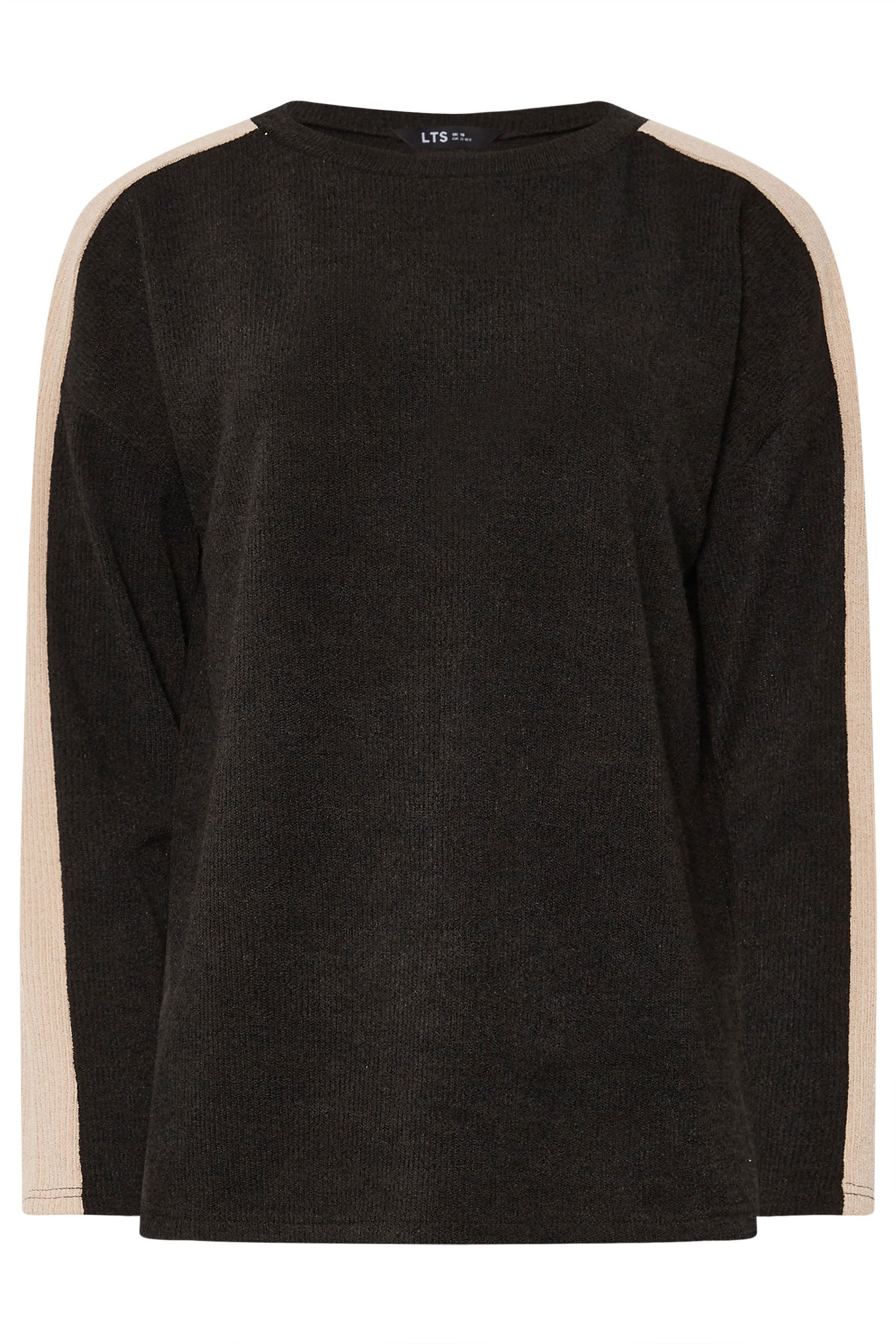 LTS Tall Black Soft Touch Side Stripe Jumper | Long Tall Sally 5