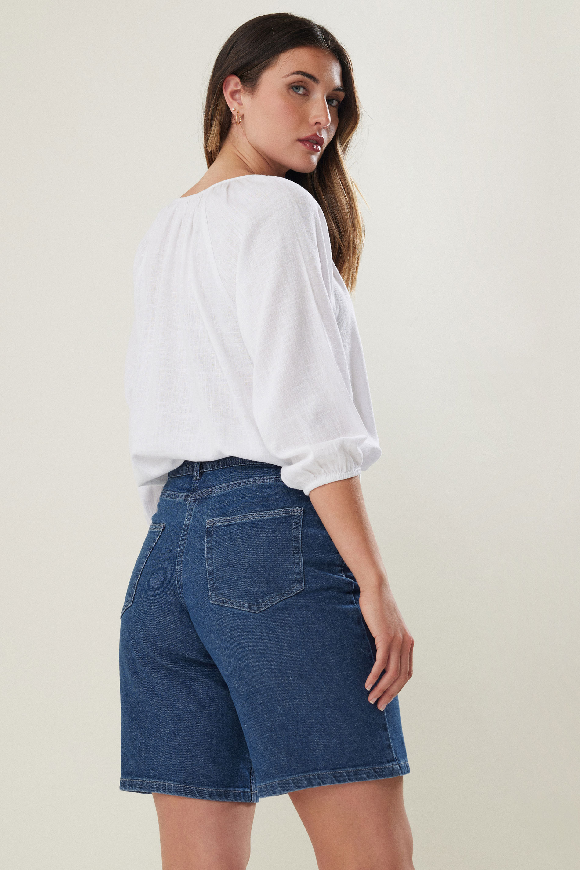 LTS Tall Blue Denim Bermuda Shorts | Long Tall Sally 4