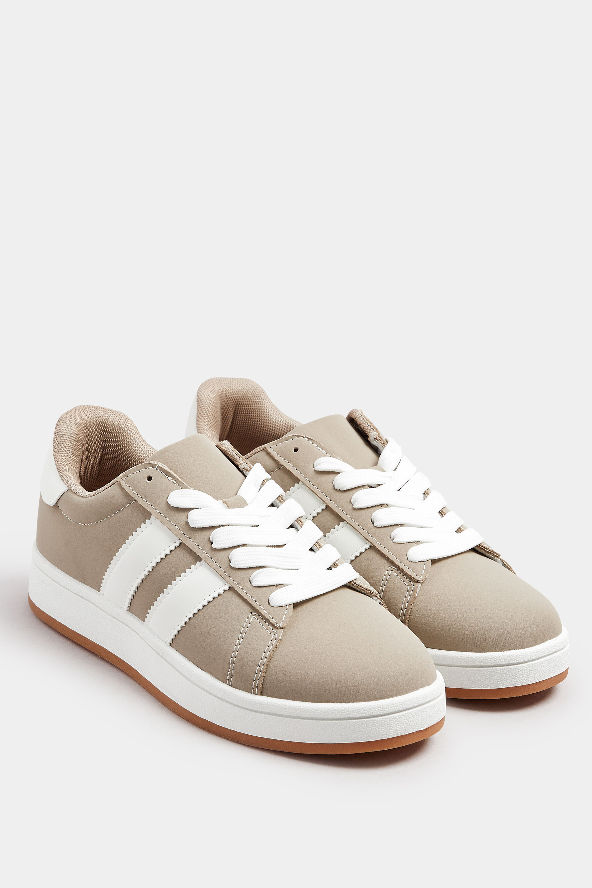 Mocha Brown Padded Lace Up Trainers In Wide E Fit | Yours Clothing 2