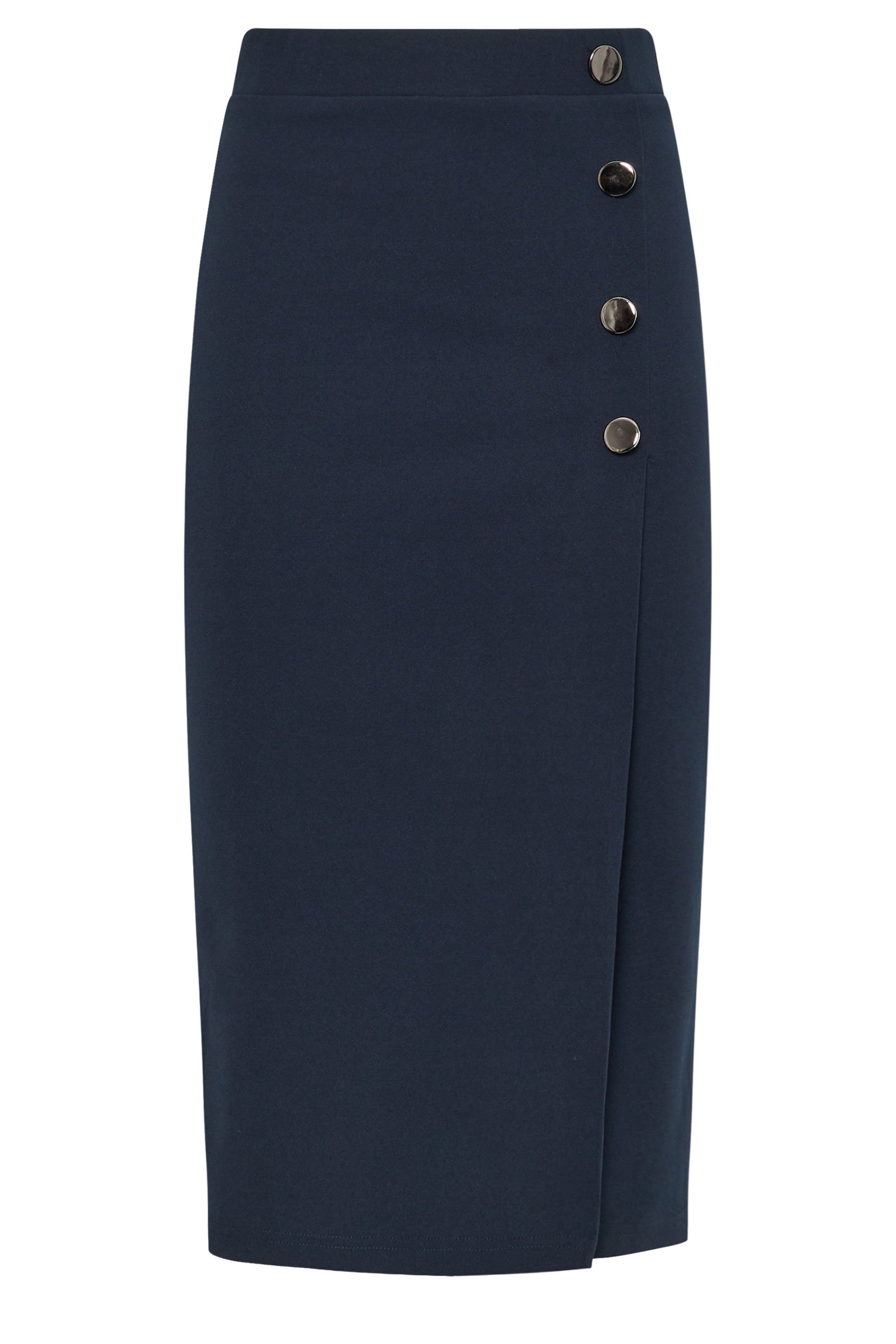 LTS Tall Navy Blue Tailored Button Midi Skirt | Long Tall Sally 6