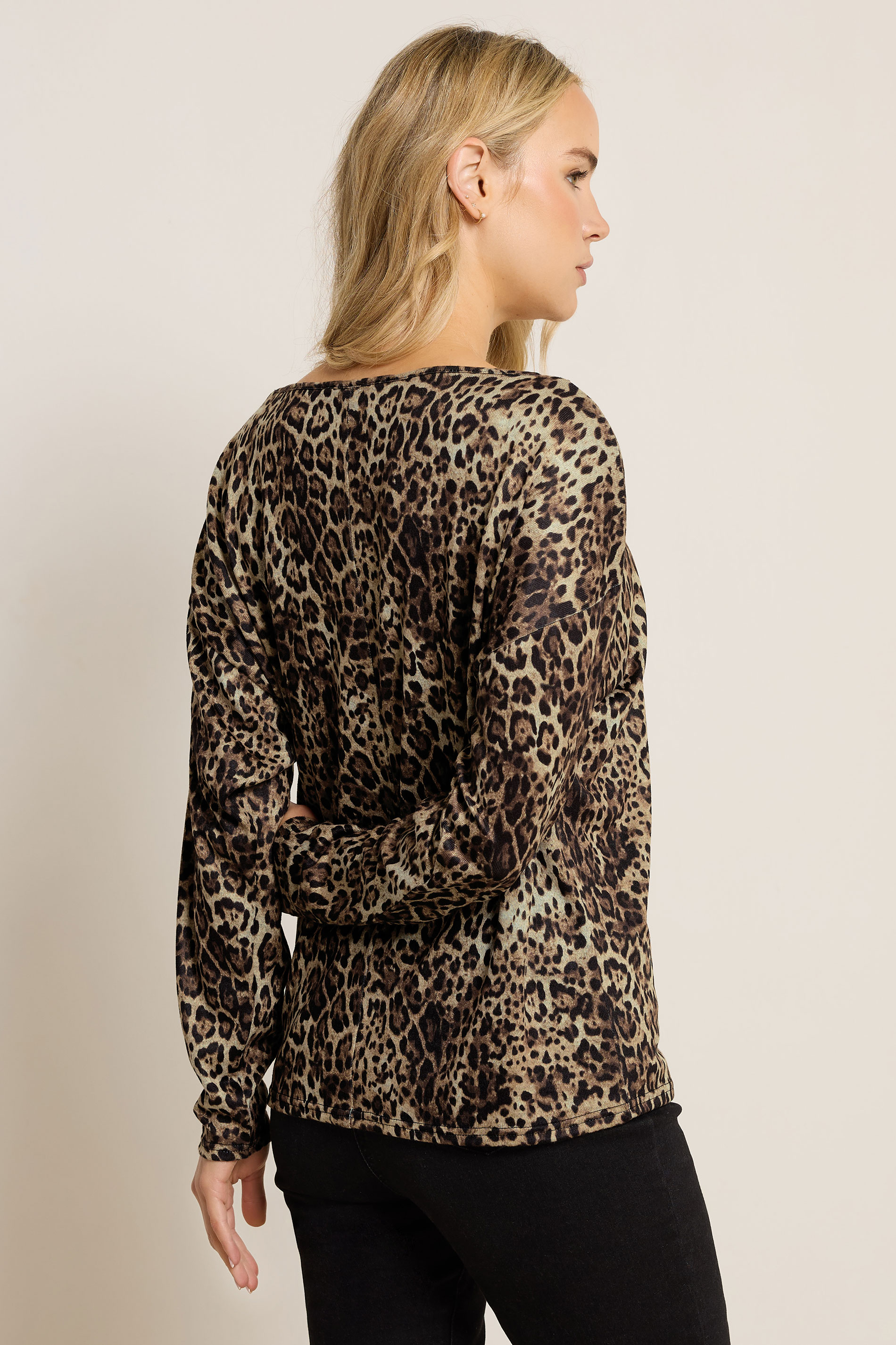 LTS Tall Brown Animal Print Batwing Top | Long Tall Sally 3