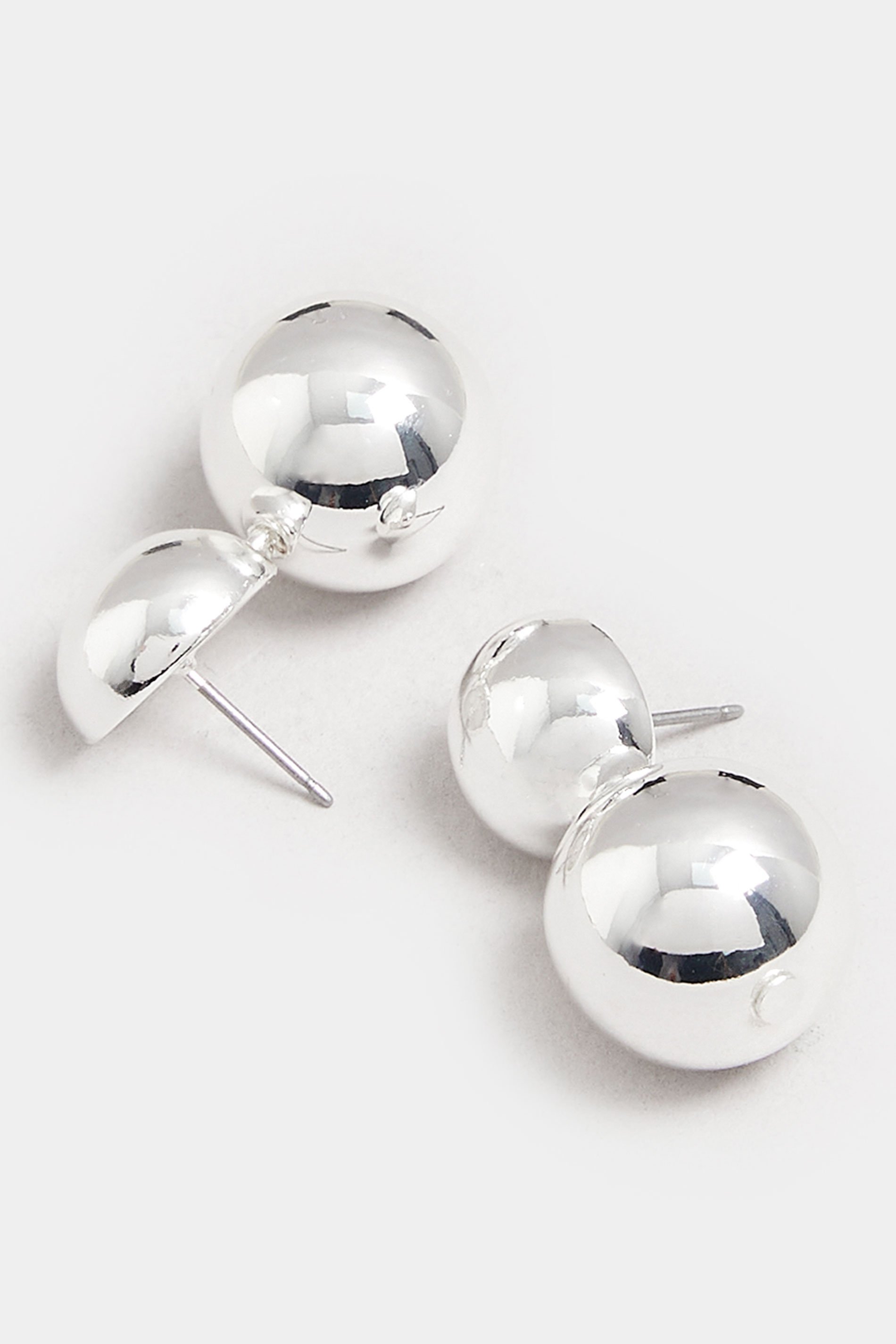 Silver Tone Ball Drop Stud Earrings | Yours Clothing 3
