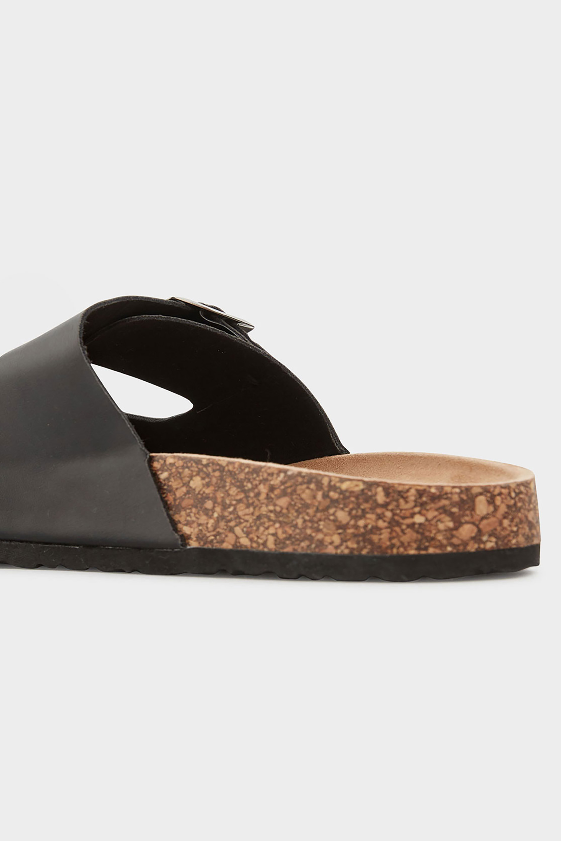 Black Buckle Strap Footbed Sandals In Wide E Fit & Extra Wide EEE Fit | Yours Clothing  5