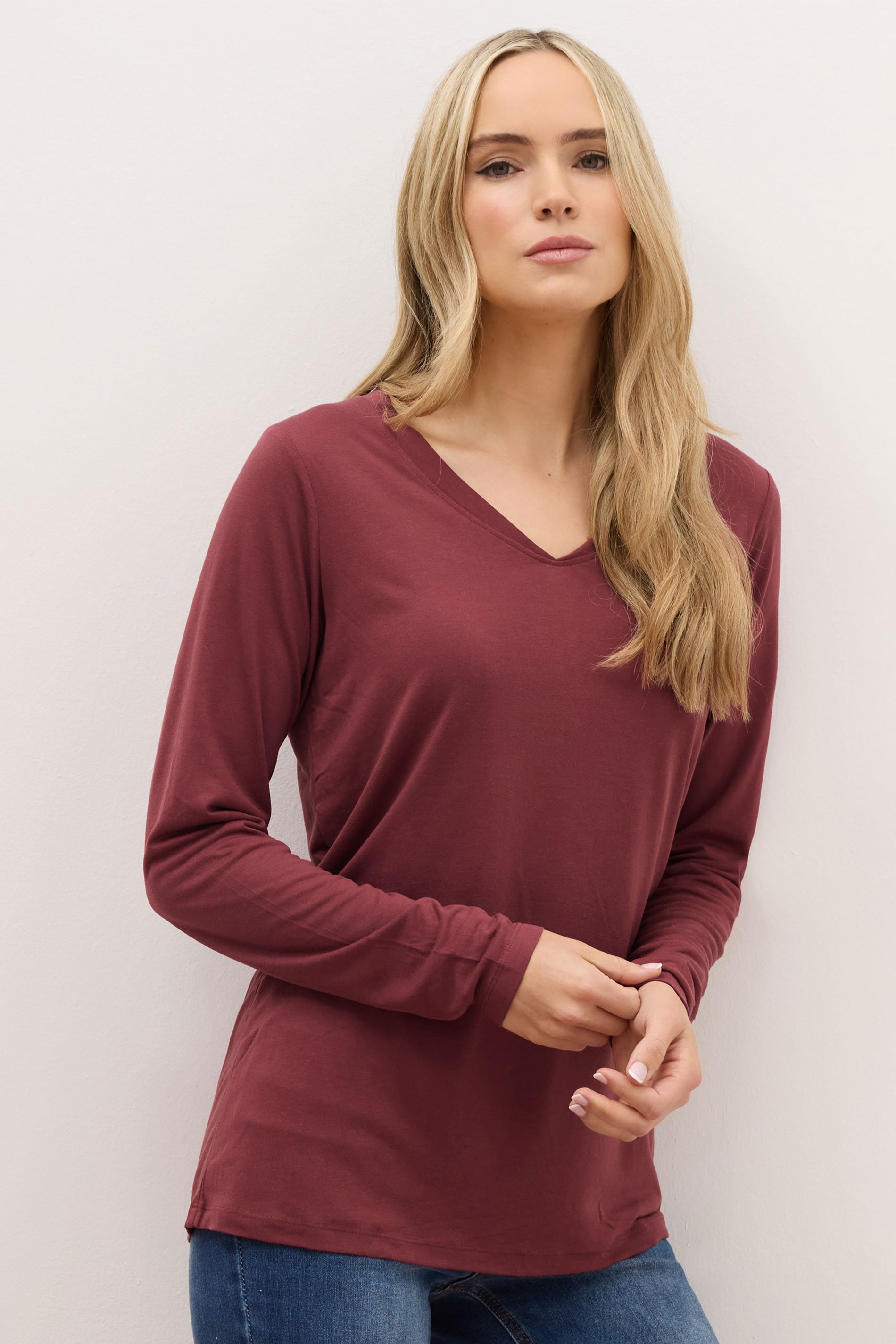 LTS PREMIUM Tall 2 PACK Burgundy Red & Green V-Neck Tops | Long Tall Sally 2