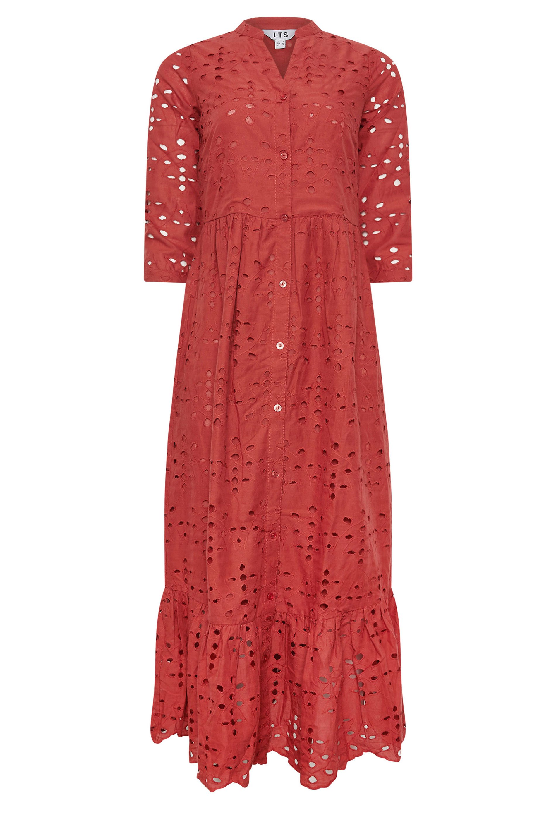 LTS Tall Women's Maternity Rust Orange Broderie Anglaise Midi Dress | Long Tall Sally  5